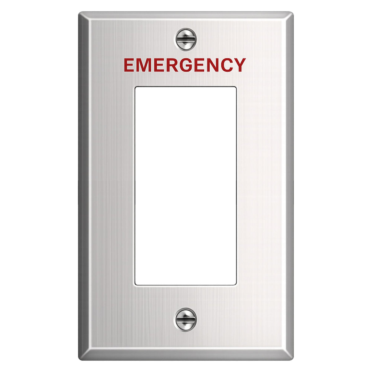 1-Gang Wall Plate, Block Duplex/GFI receptacle opening, “Emergency”