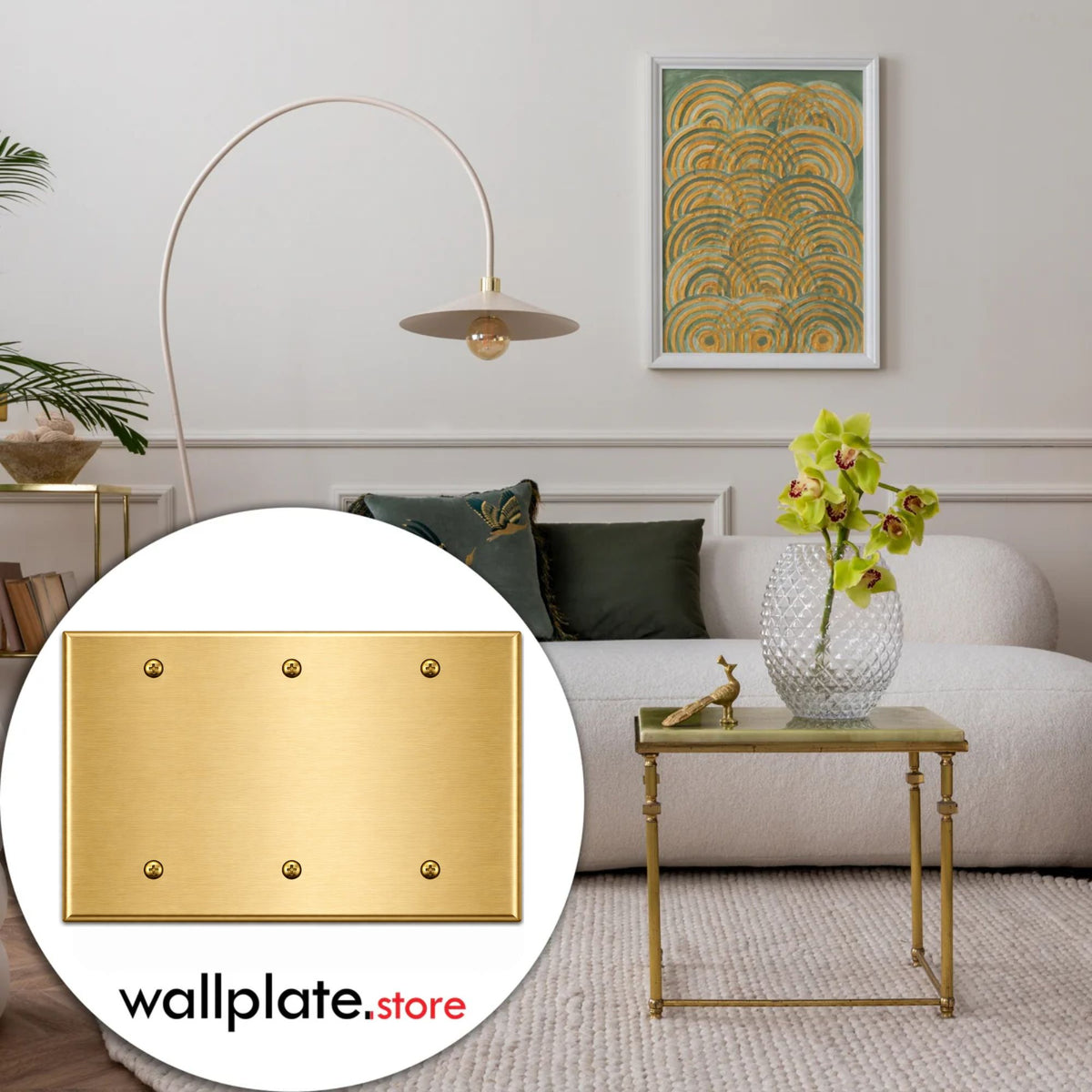 3-Gang Blank, Standard Size, Painted Metal Wall Plate