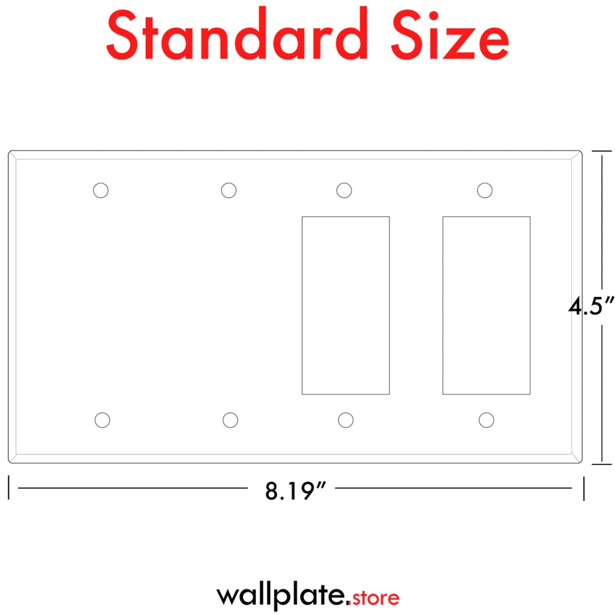 4-Gang, Standard Size, 2 Rocker/GFI & 2 Blank, Semi-Gloss White Painted Metal Wall Plate Cover - Made in USA