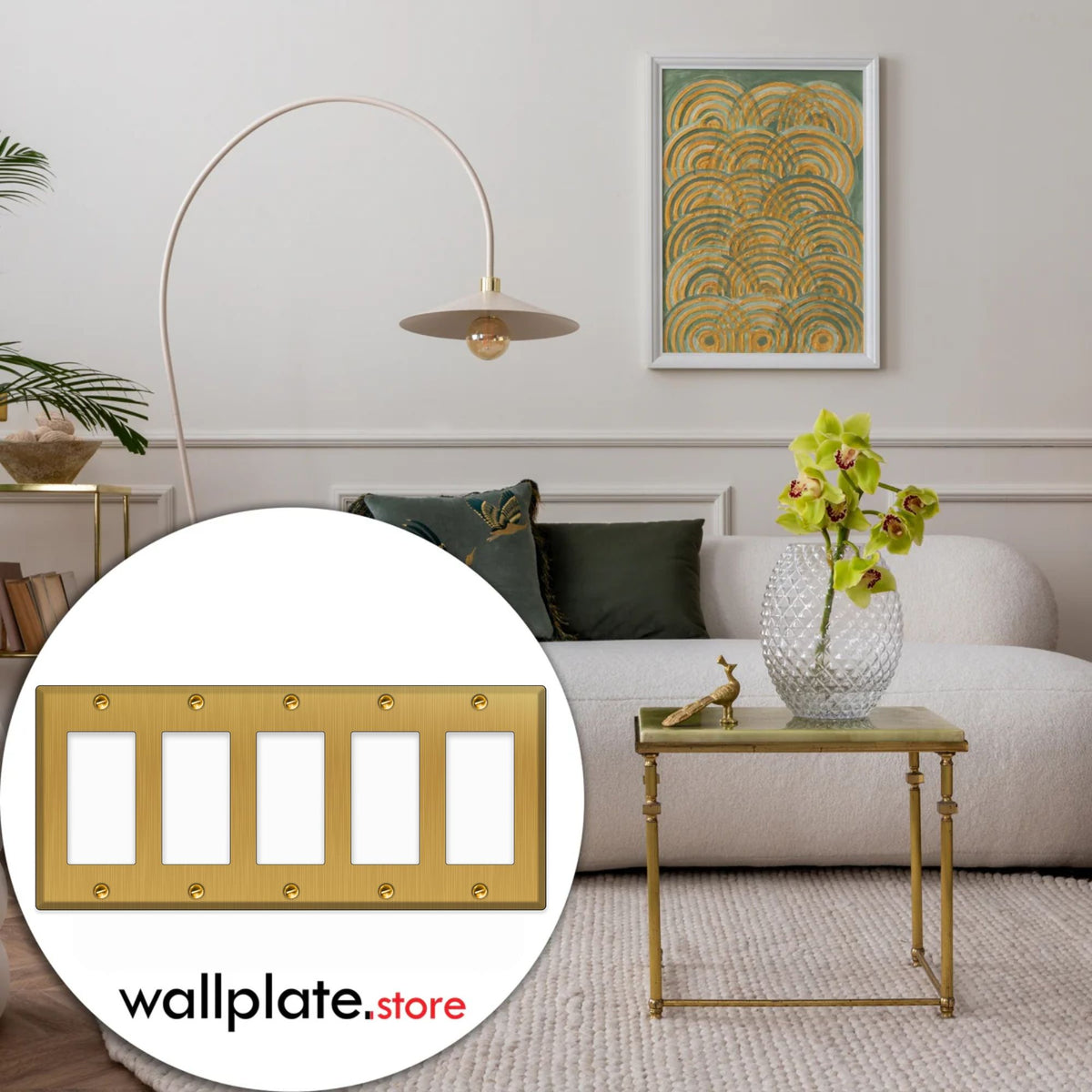 5-gang GFI, standard size, metallic finish wallplate