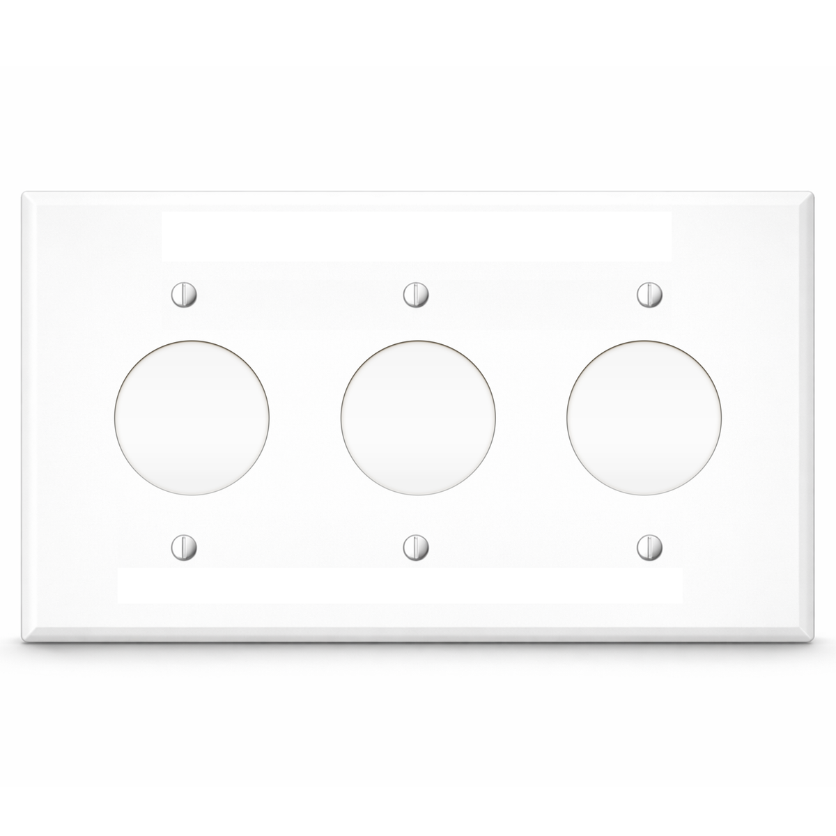 3-Gang, Standard Size, 3 Round Receptacle Opening, White Semi-Gloss Metal Wall Plate Cover - Made in USA