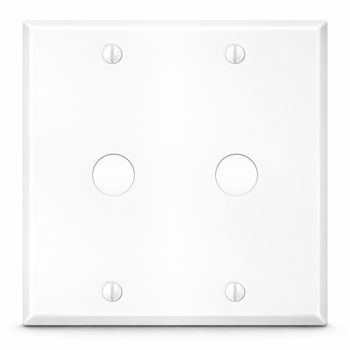 2-Gang, Standard Size, Double Round Telephone Opening, White Semi-Gloss Metal Wall Plate Cover - Made in USA