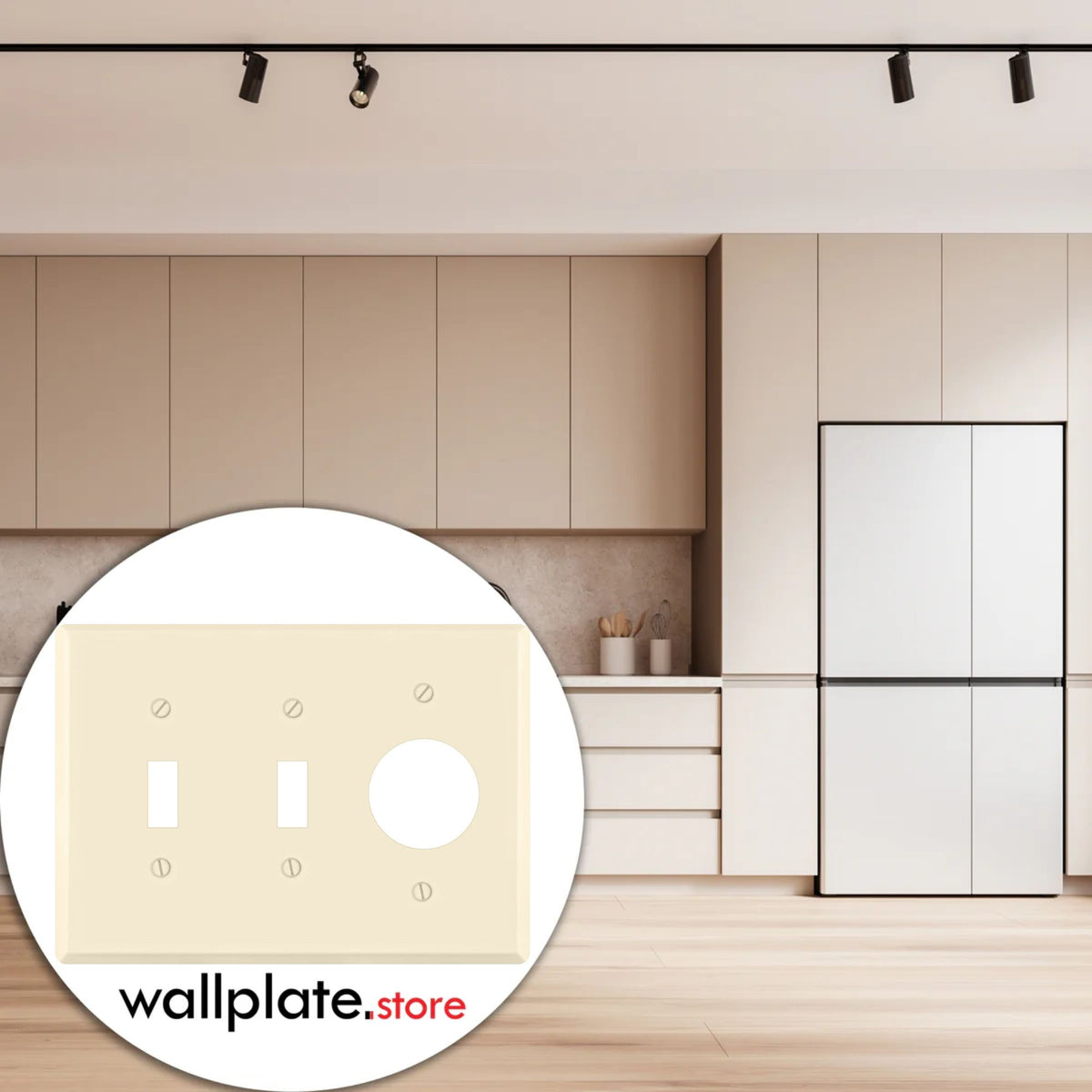 Mulberry 3-Gang with (2) Toggle (1) Single Receptacle Opening (1.405 in. ID), Standard Size, Ivory Semi-Gloss Painted Metal Wall Plate