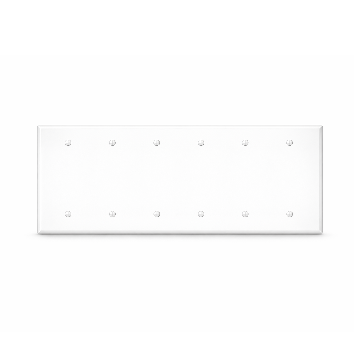 6-Gang, Standard Size, Blank, White Semi-Gloss Metal Wall Plate Cover - Made in USA