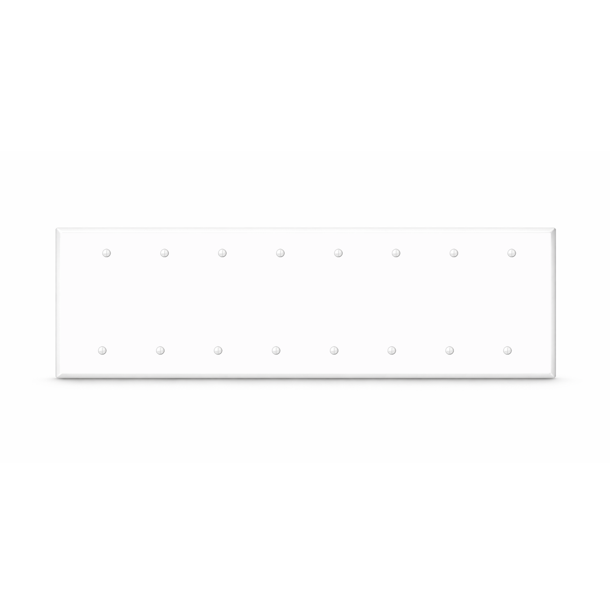 8-Gang, Standard Size, Blank, White Semi-Gloss Metal Wall Plate Cover - Made in USA