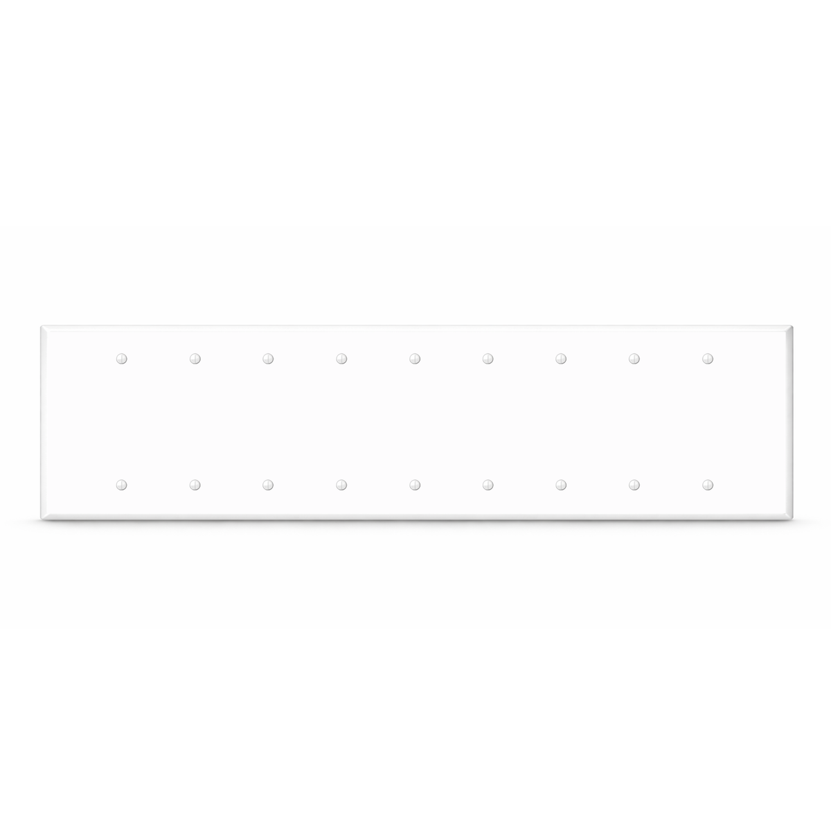 9-Gang, Standard Size, Blank, White Semi-Gloss Metal Wall Plate Cover - Made in USA