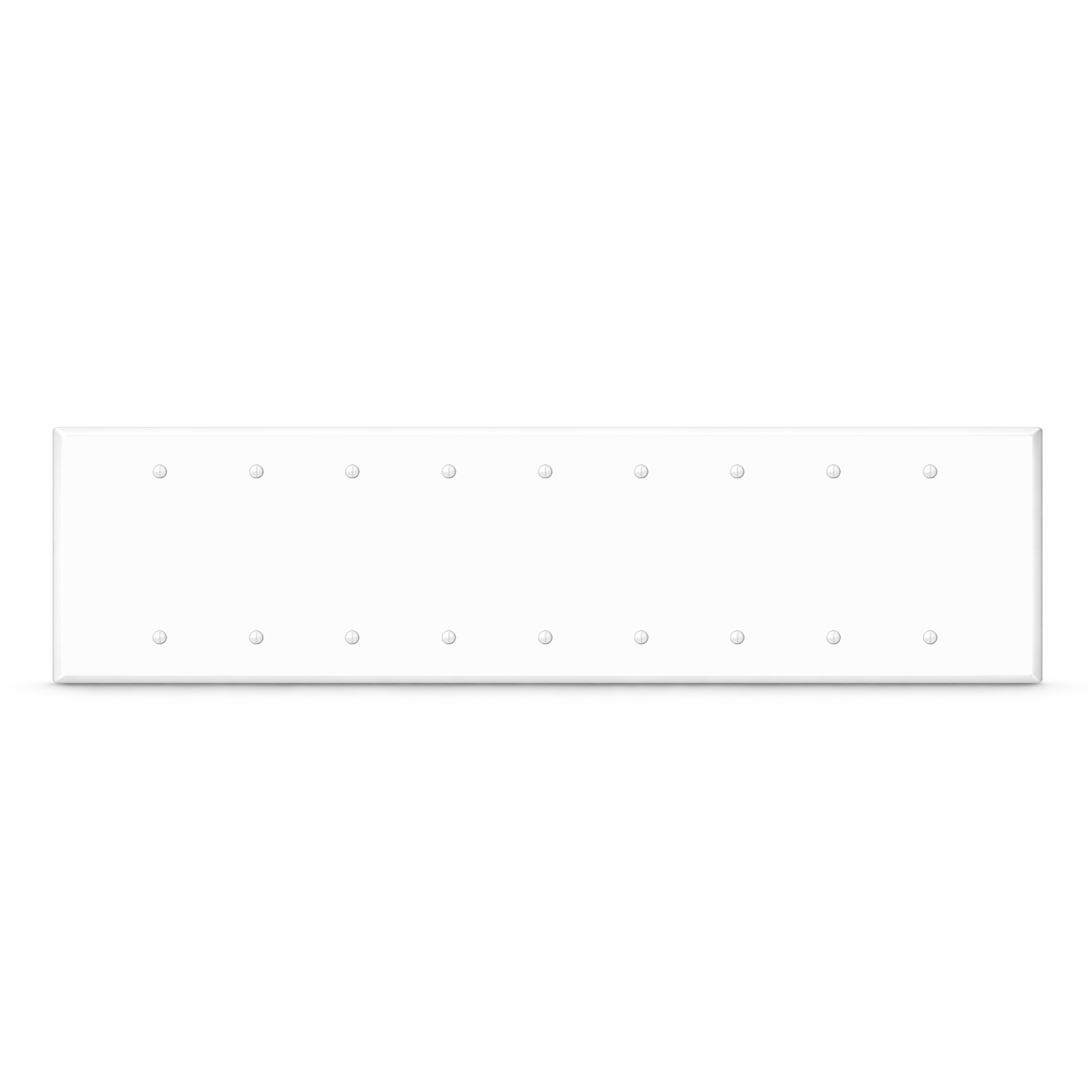 9-Gang, Standard Size, Blank, White Semi-Gloss Metal Wall Plate Cover - Made in USA
