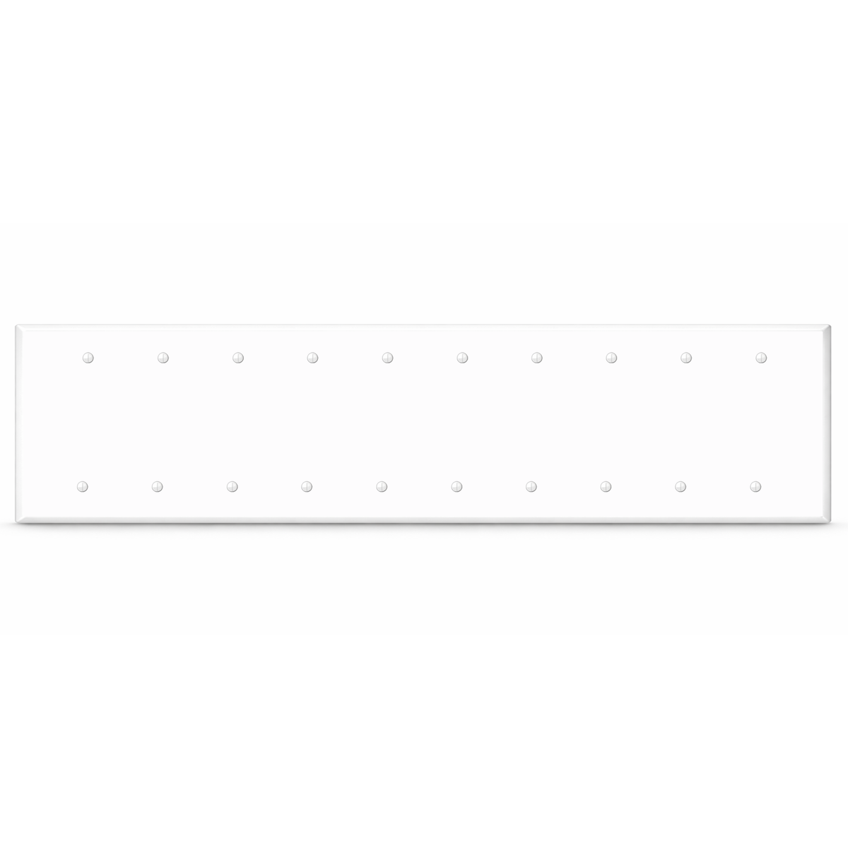10-Gang, Standard Size, Blank, White Semi-Gloss Metal Wall Plate Cover - Made in USA