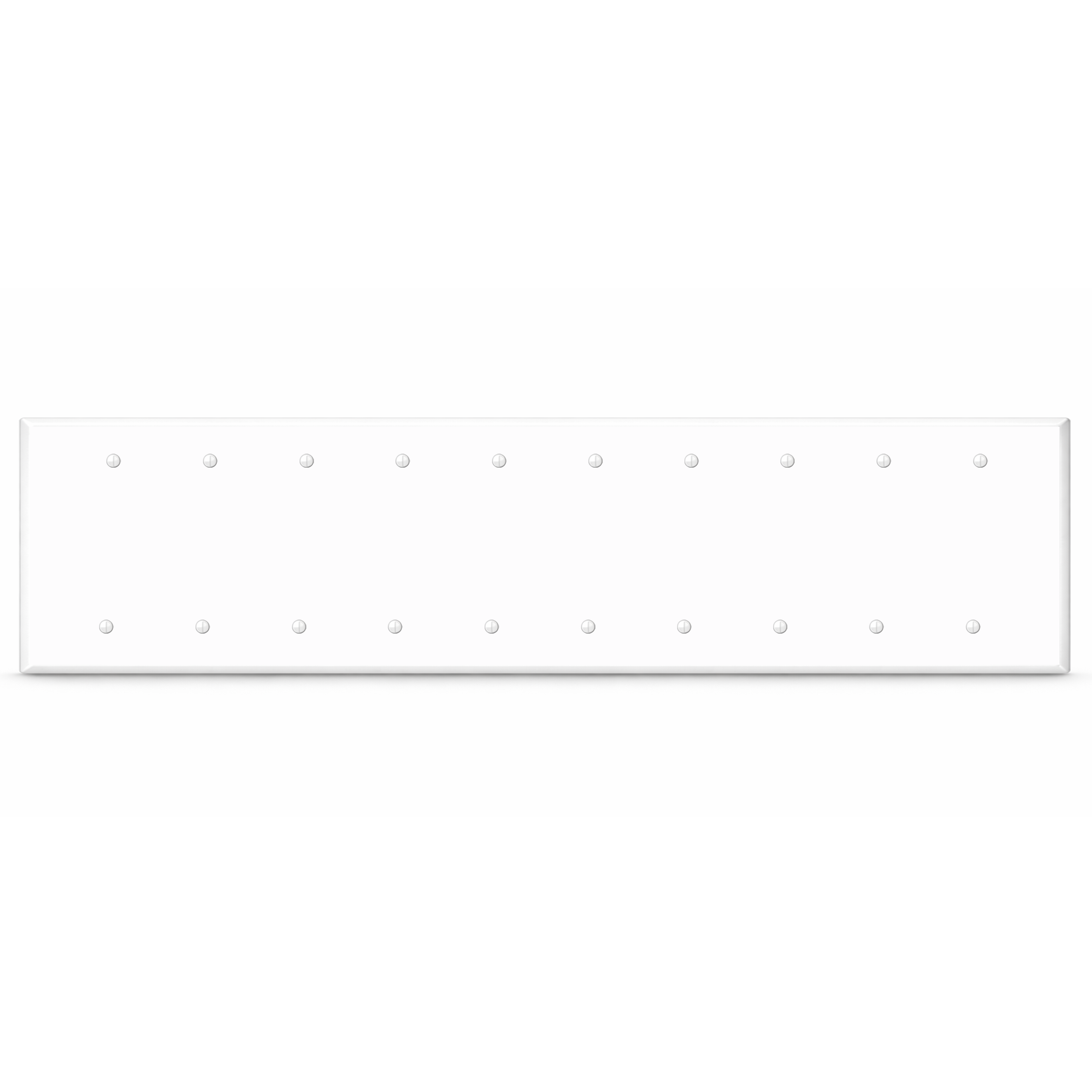 10-Gang, Standard Size, Blank, White Semi-Gloss Metal Wall Plate Cover - Made in USA