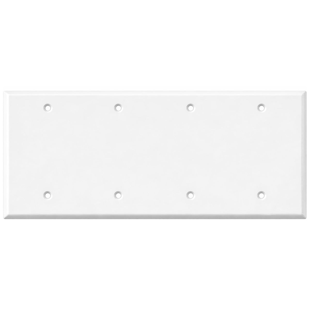 4-Gang Blank, Standard Size, White Painted Metal Wall Plate