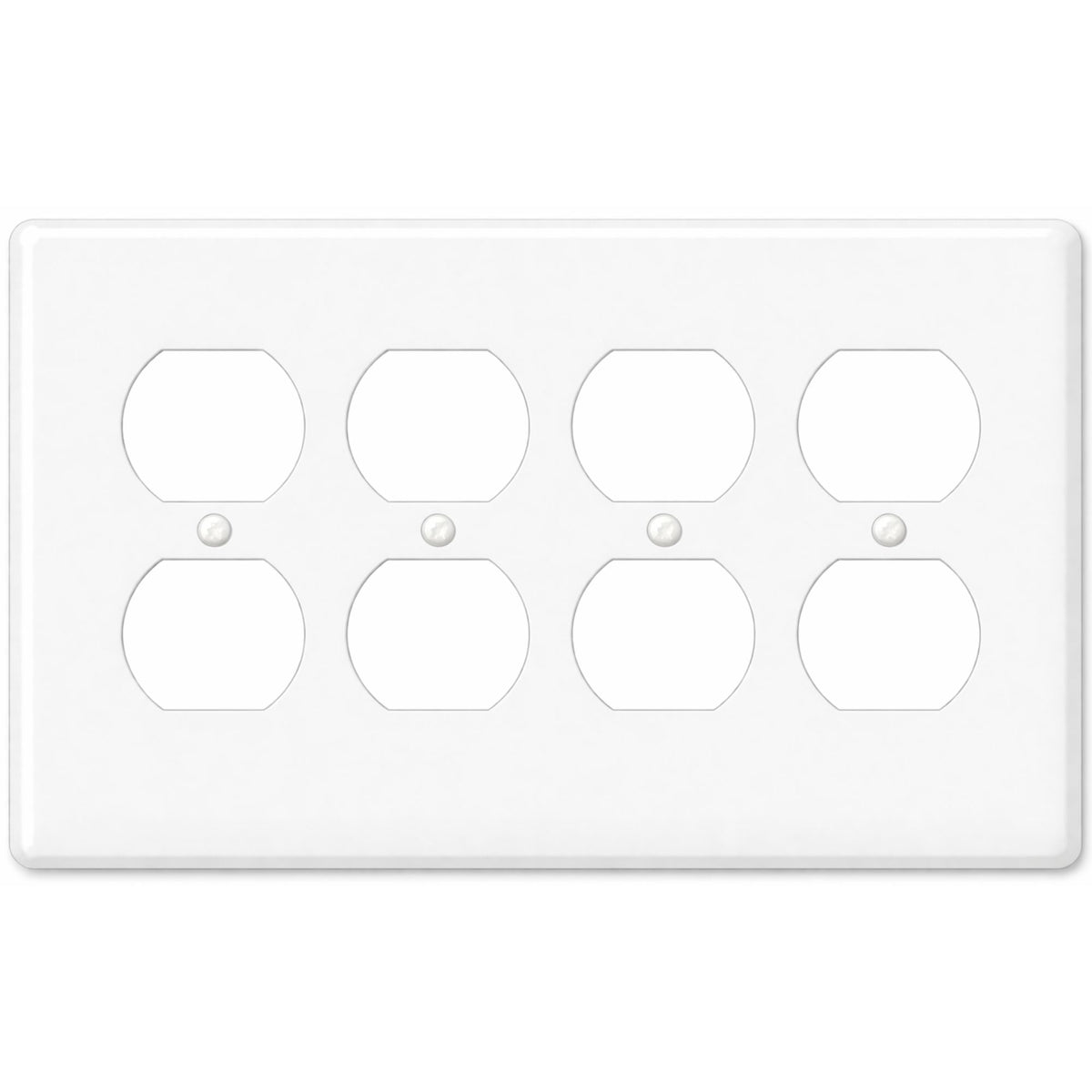 4-Gang Duplex, Princess Size, White Painted Metal Wallplate