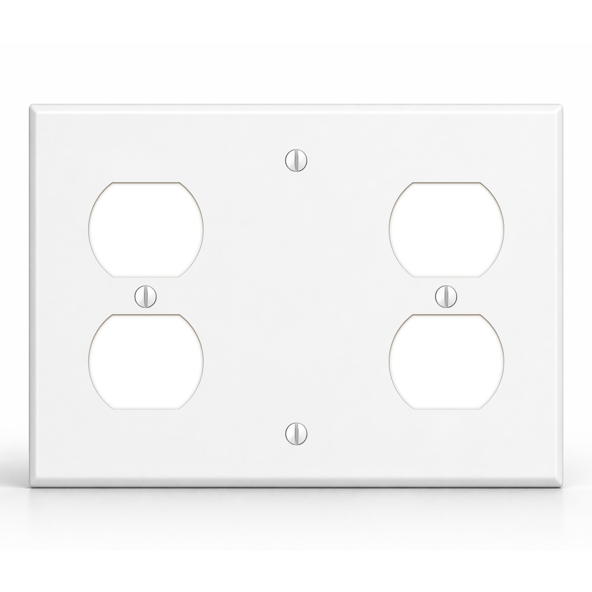 3-Gang, Standard Size, 1 Duplex, 1 Blank and 1 Duplex, White Semi-Gloss Finish Plate Cover - Made in USA