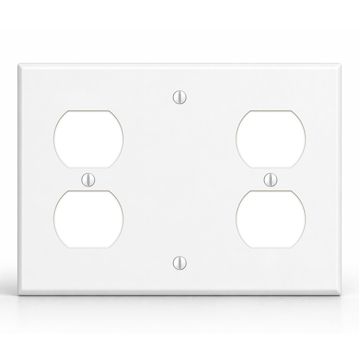 3-Gang, Standard Size, 1 Duplex, 1 Blank and 1 Duplex, White Semi-Gloss Finish Plate Cover - Made in USA