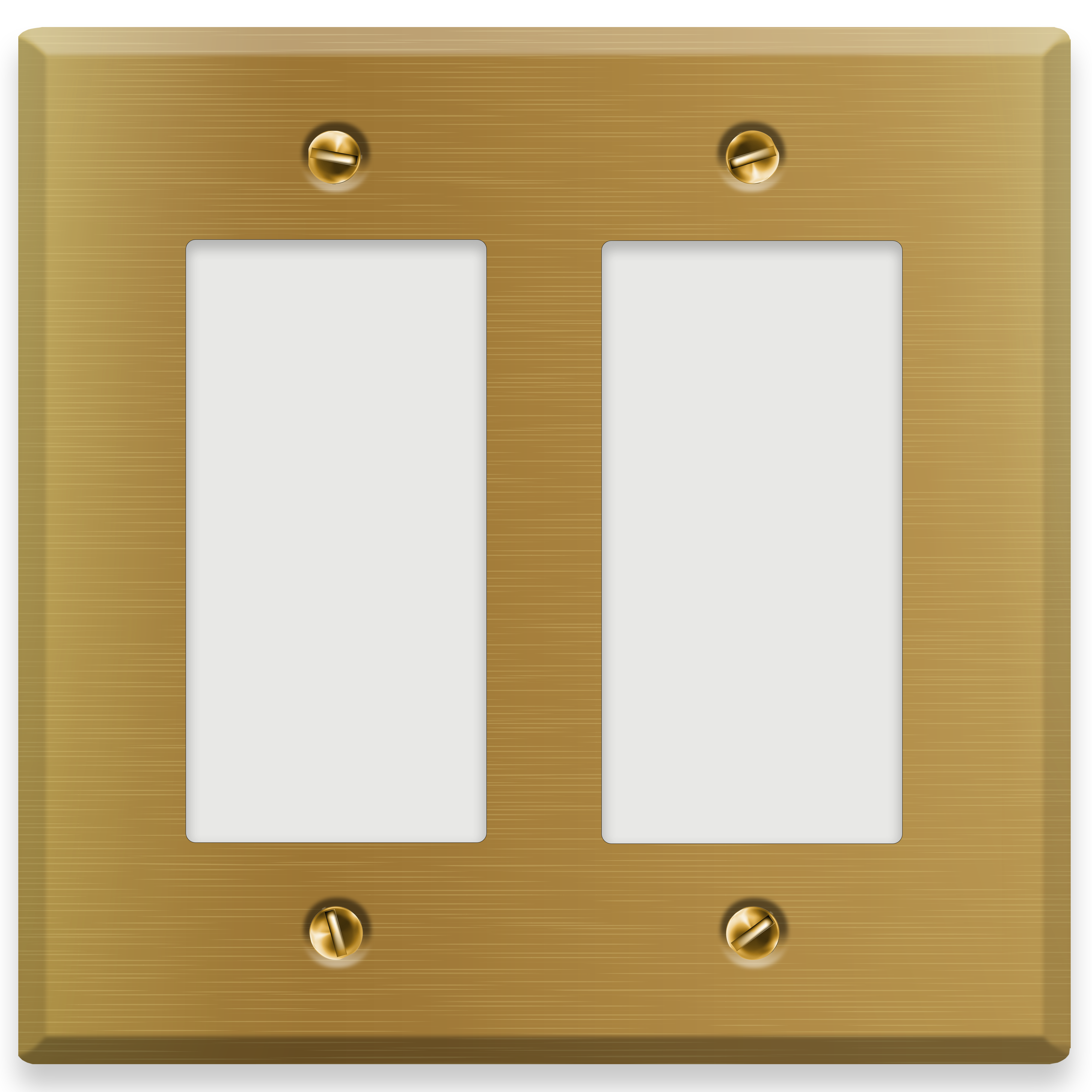 2-Gang Satin Brass Rocker Switch Plate Cover