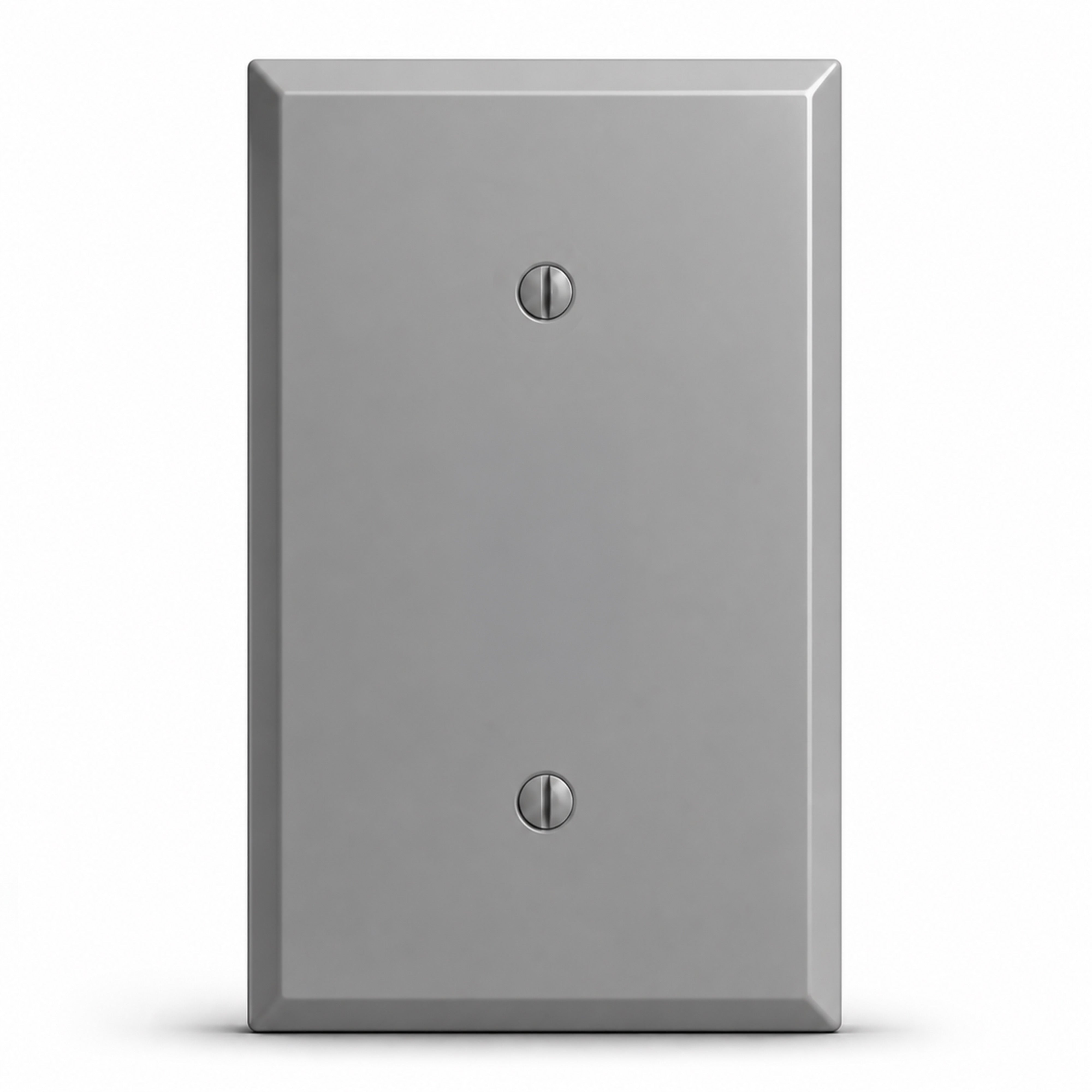 1-Gang, Standard Size, Blank with Mounting Strap, Gray Semi-Gloss Finish, Painted Metal Wall Plate Outlet Cover - Made in USA