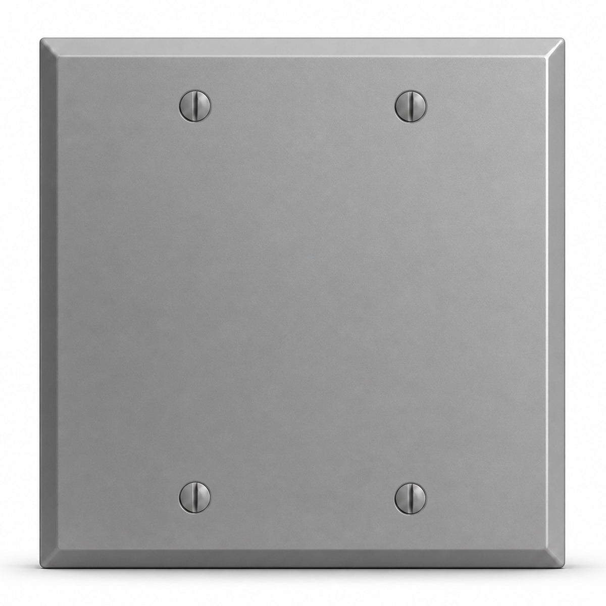 2-Gang, Standard Size, Blank with 2 Mounting Straps, Gray Semi-Gloss Finish, Painted Metal Wall Plates Outlet Cover - Made in USA
