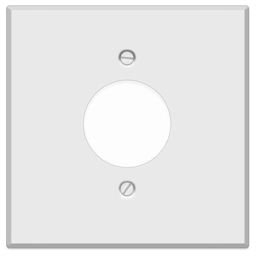2-Gang, Standard Size, 1 20 Amp TL Receptacle Opening (1.620 in. ID) Centered, White Semi-Gloss Finish, Painted Metal Wall Plate Outlet Cover - Made in USA
