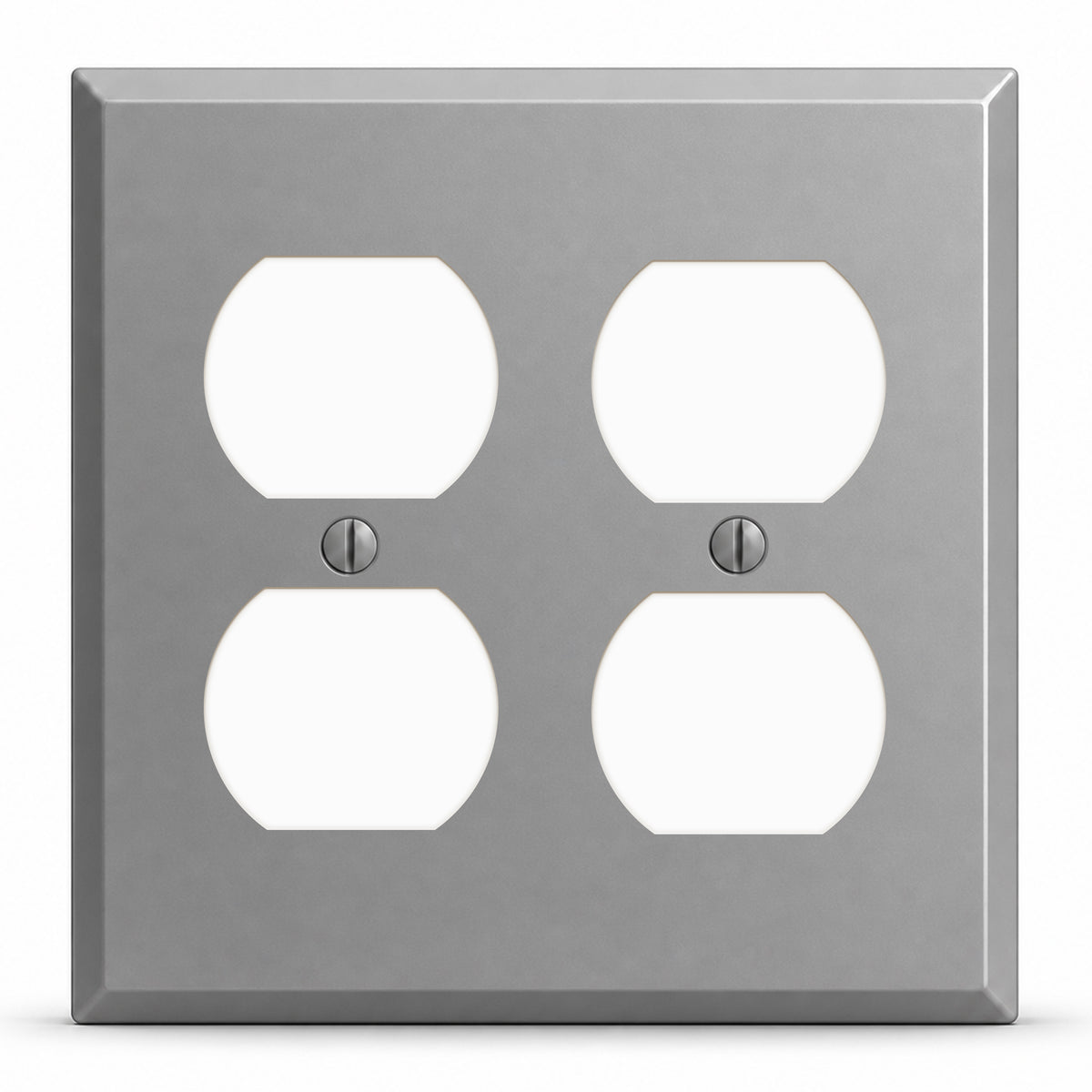 2-Gang Duplex, Standard Size, Gray Semi-Gloss Painted Metal Wallplate - Made In USA