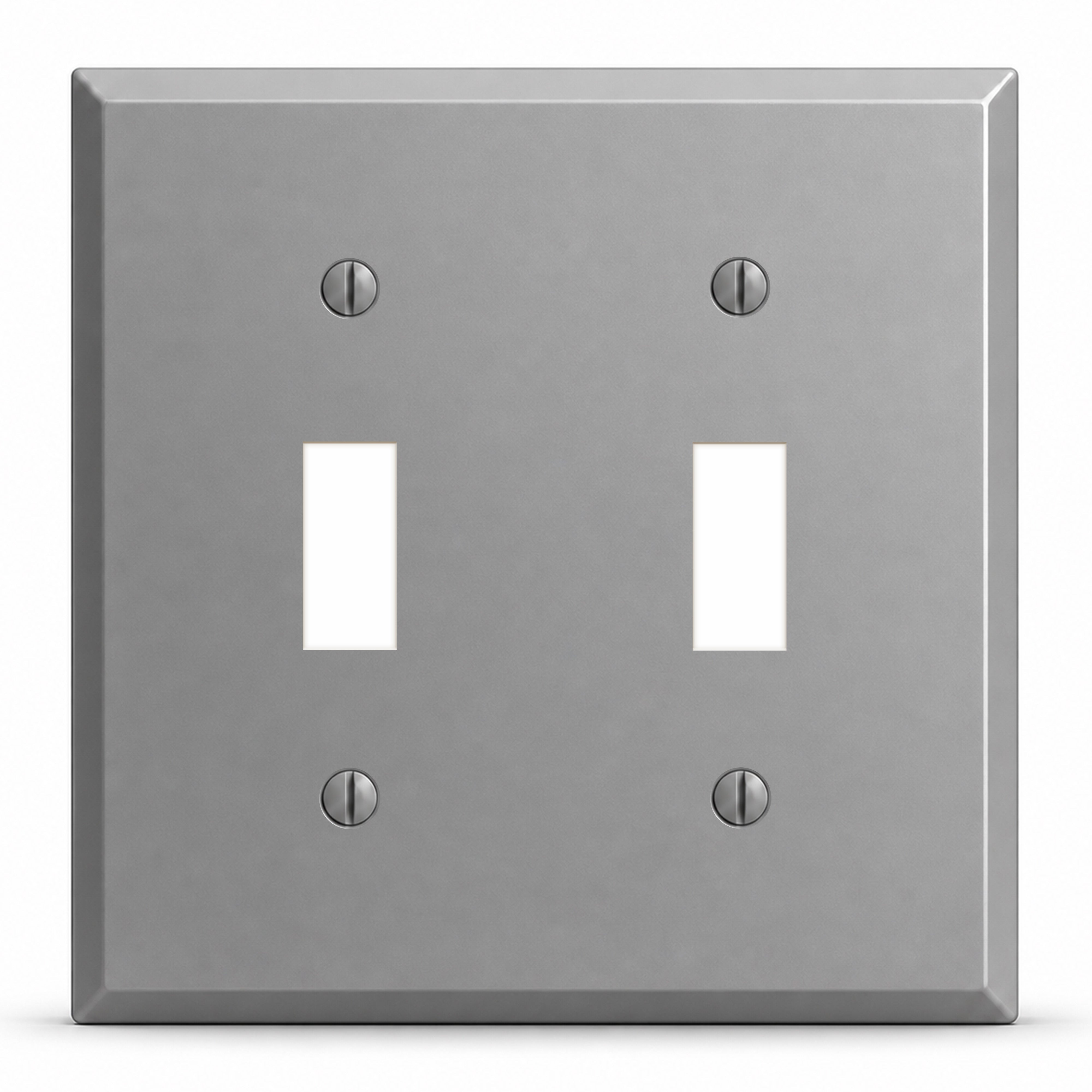 2-Gang, Standard Size, 2 Toggle Switches, Gray Semi-Gloss, Finish Wall Plate Outlet Cover - Made in USA
