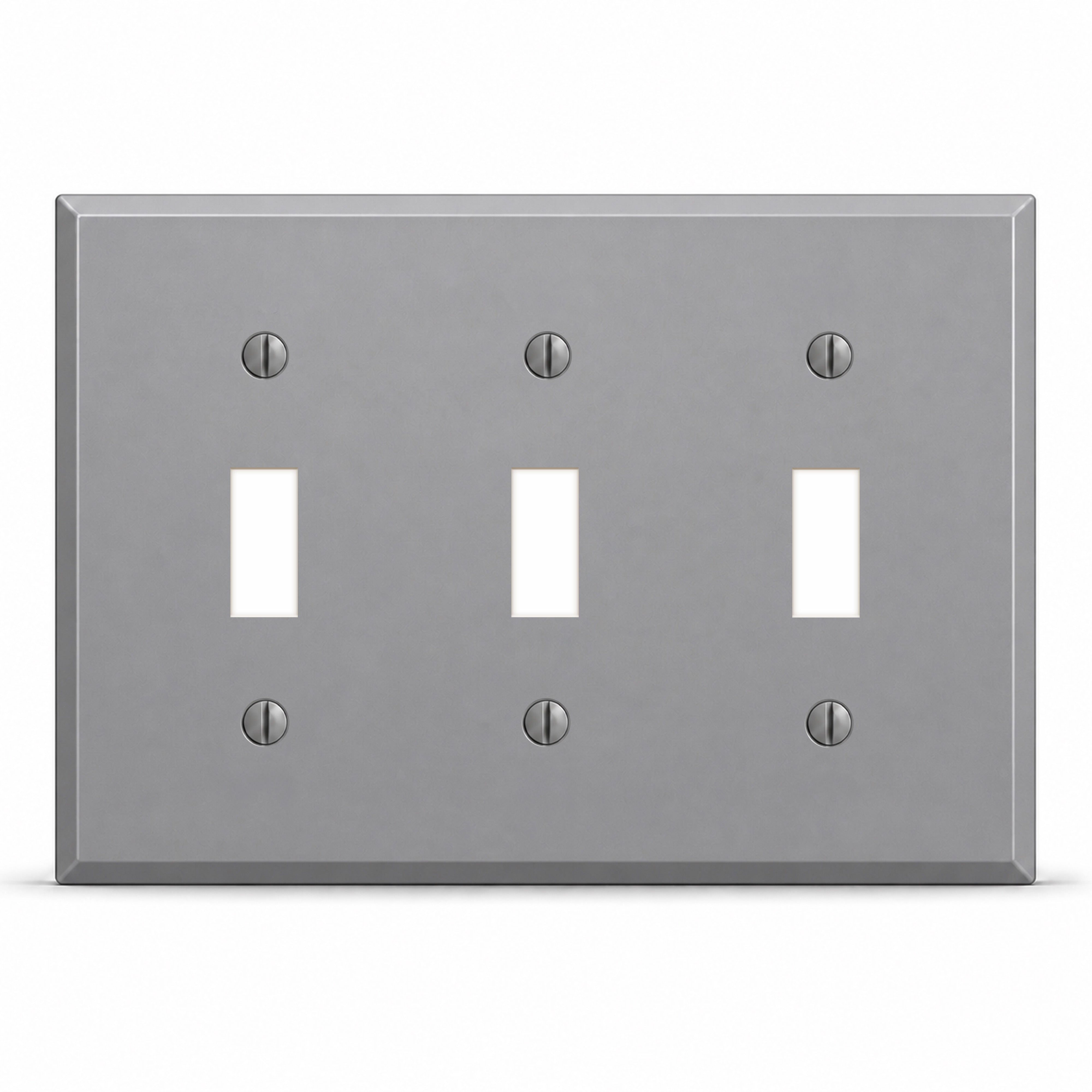 3-Gang, Standard Size, 3 Toggle Switches, Gray Semi-Gloss, Finish Wall Plate Outlet Cover - Made in USA