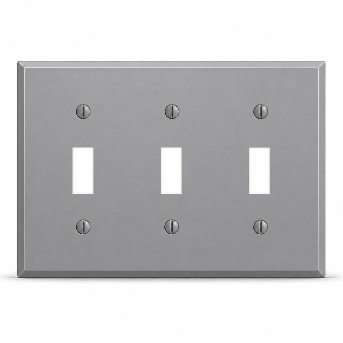 3-Gang, Standard Size, 3 Toggle Switches, Gray Semi-Gloss, Finish Wall Plate Outlet Cover - Made in USA