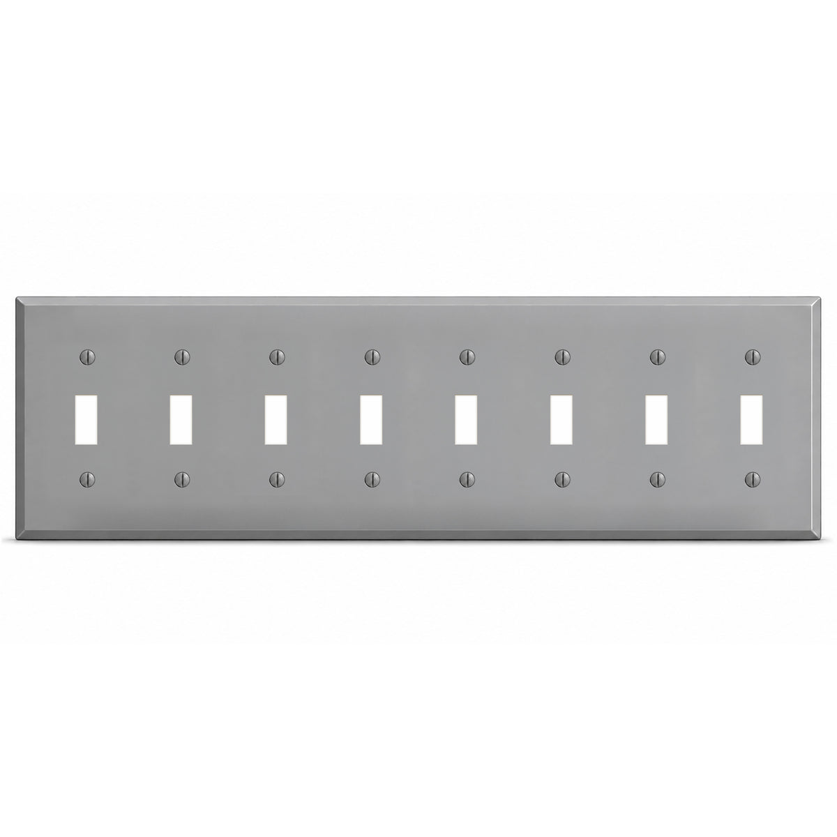 8-Gang, Standard Size, 8 Toggle Switches, Gray Semi-Gloss, Finish Wall Plate Outlet Cover - Made in USA