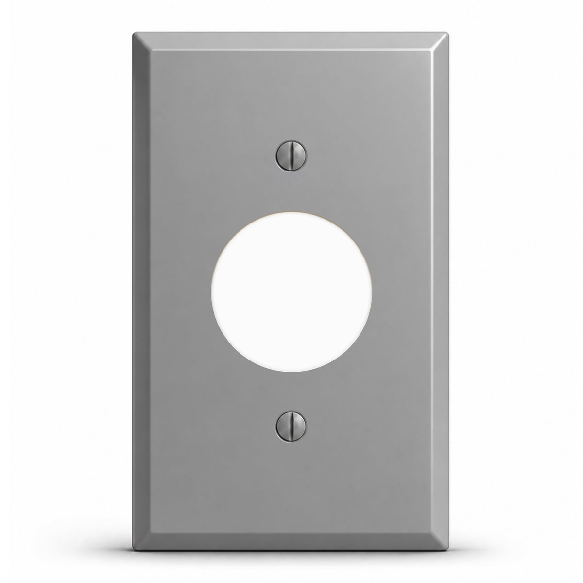 1-Gang, Standard Size, Single-Receptacle Opening, Gray Semi-Gloss Finish Painted Metal Wallplate -Made In USA