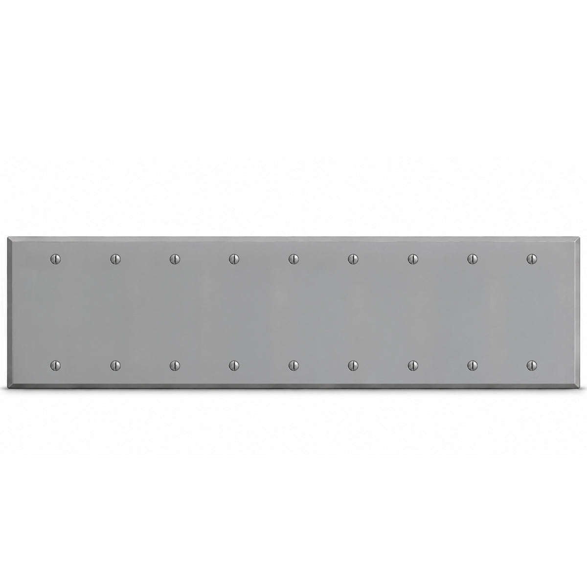 9-Gang, Standard Size, 9 Blank, Gray Semi-Gloss Finish, Painted Metal Wall Plate Outlet Cover - Made in USA
