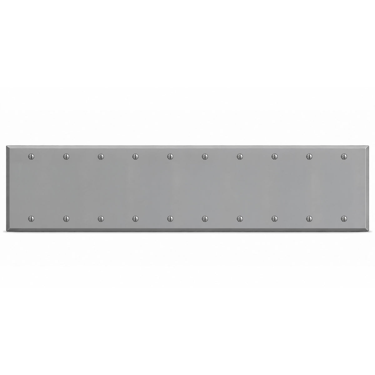 10-Gang, Standard Size, 10 Blank, Gray Semi-Gloss Finish, Painted Metal Wall Plate Outlet Cover - Made in USA