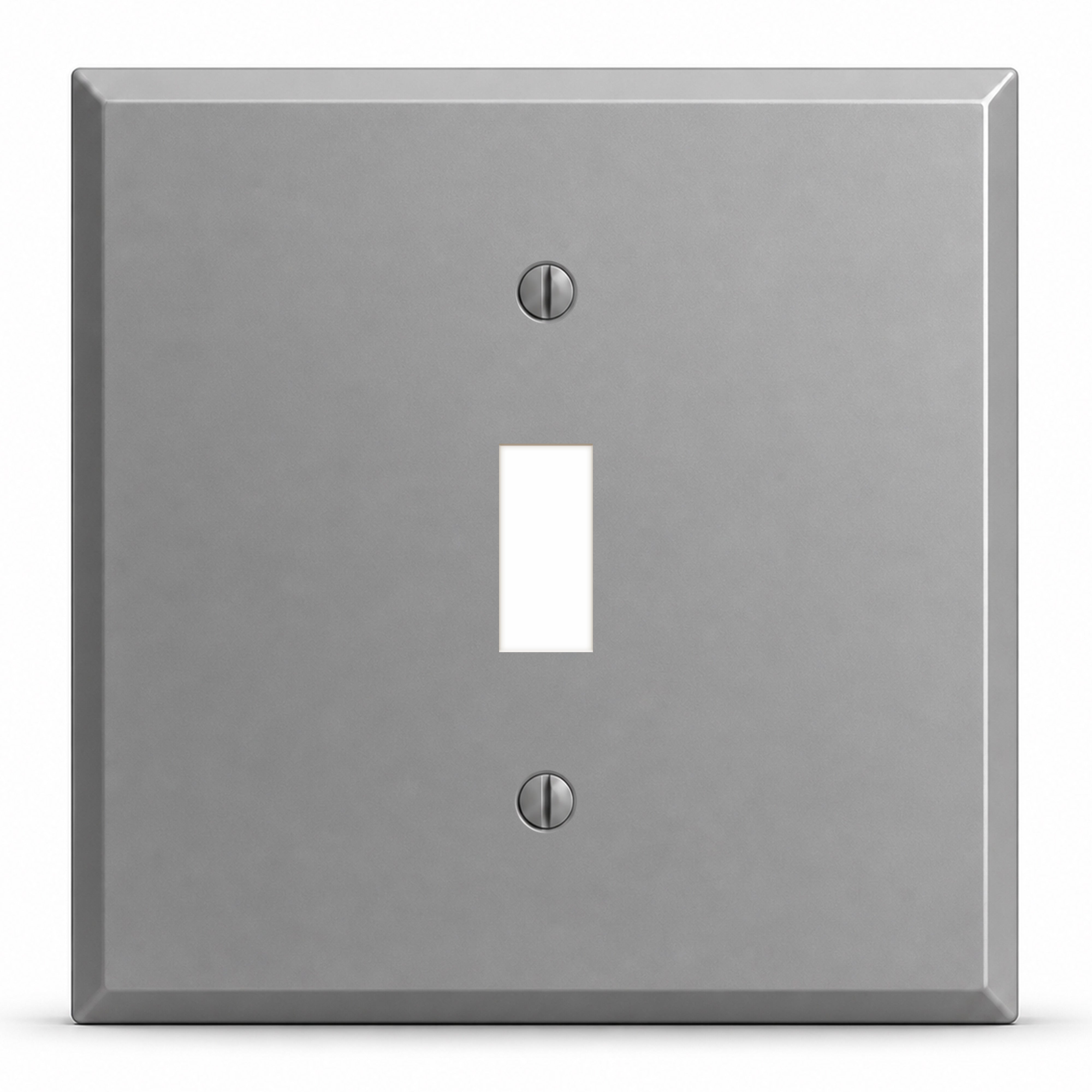 2-Gang, Standard Size, 1 Toggle Switch, Gray Semi-Gloss Finish, Painted Metal Wall Plate Outlet Cover - Made in USA