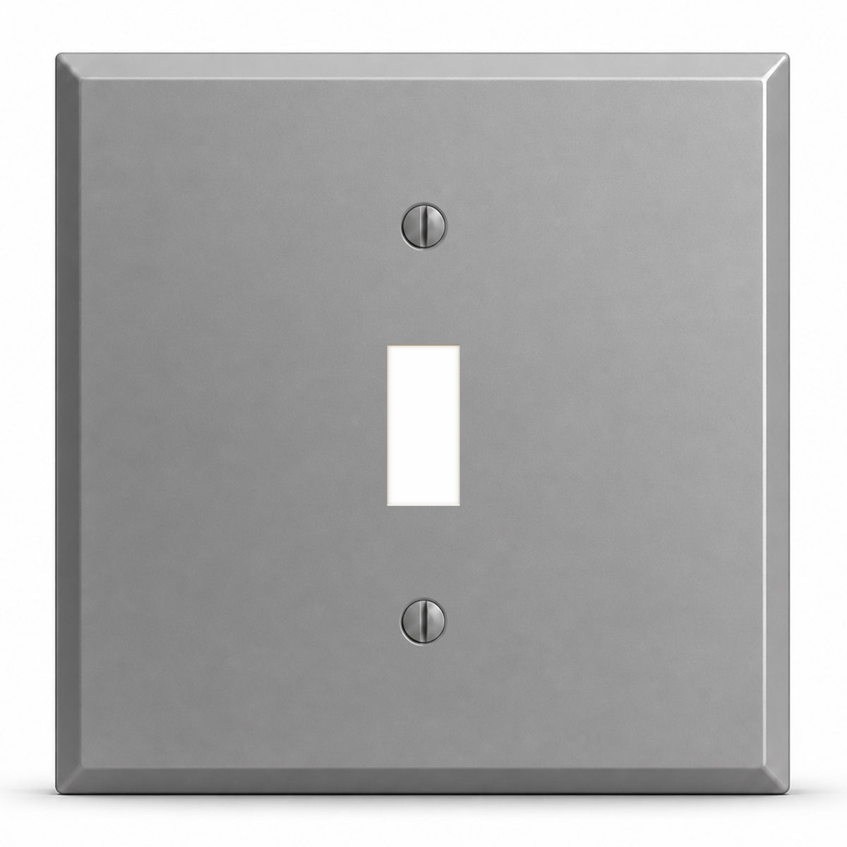 2-Gang, Standard Size, 1 Toggle Switch, Gray Semi-Gloss Finish, Painted Metal Wall Plate Outlet Cover - Made in USA