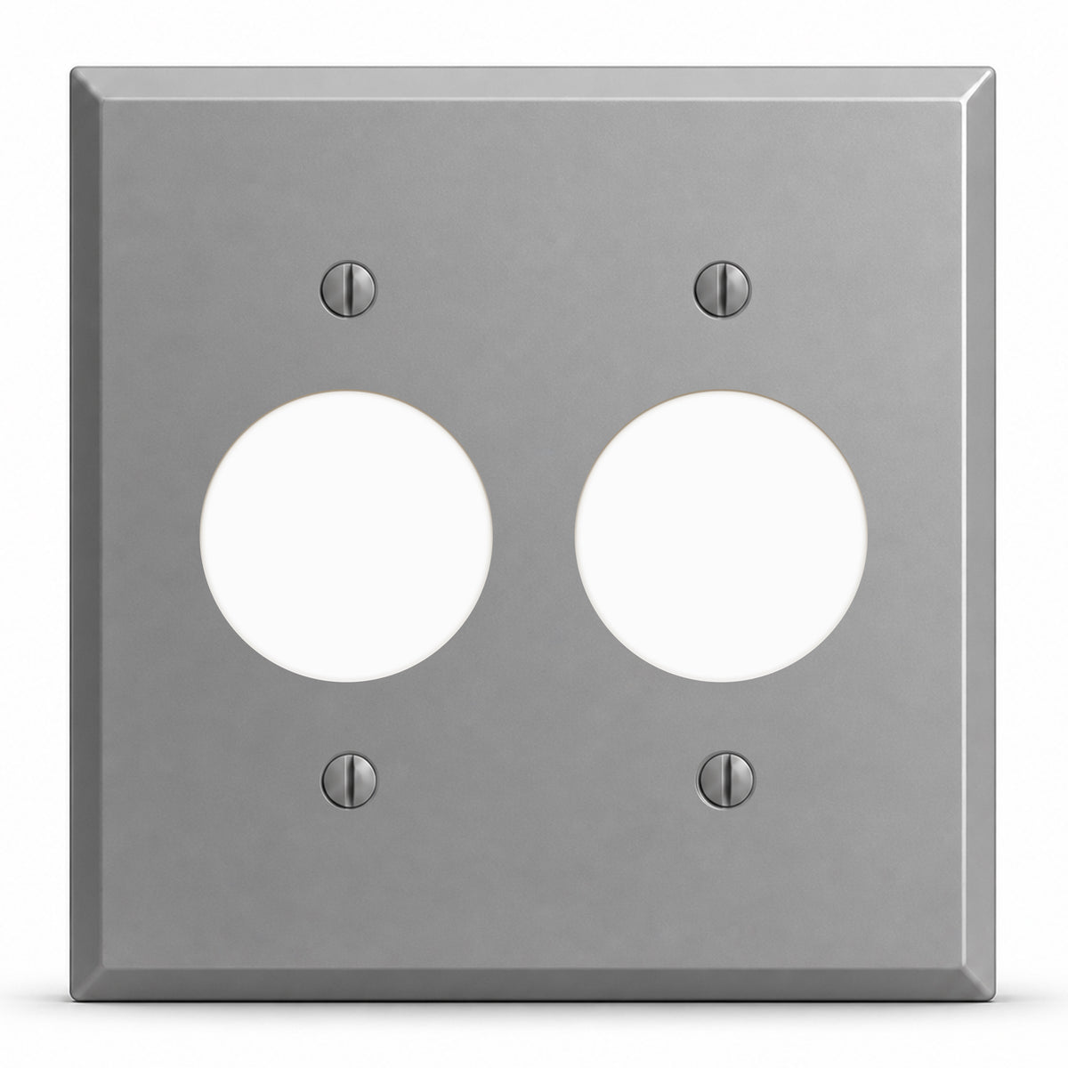 2-Gang, Standard Size, 2 Single-Receptacle Openings, Gray Semi-Gloss Finish Painted Metal Wallplate -Made In USA