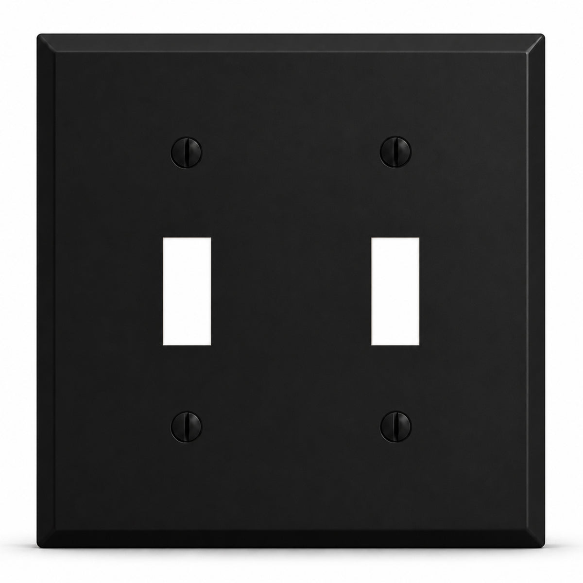 2-Gang Standard Metal Wall Plate โ 2 Toggle Switch Openings โ Black Matte