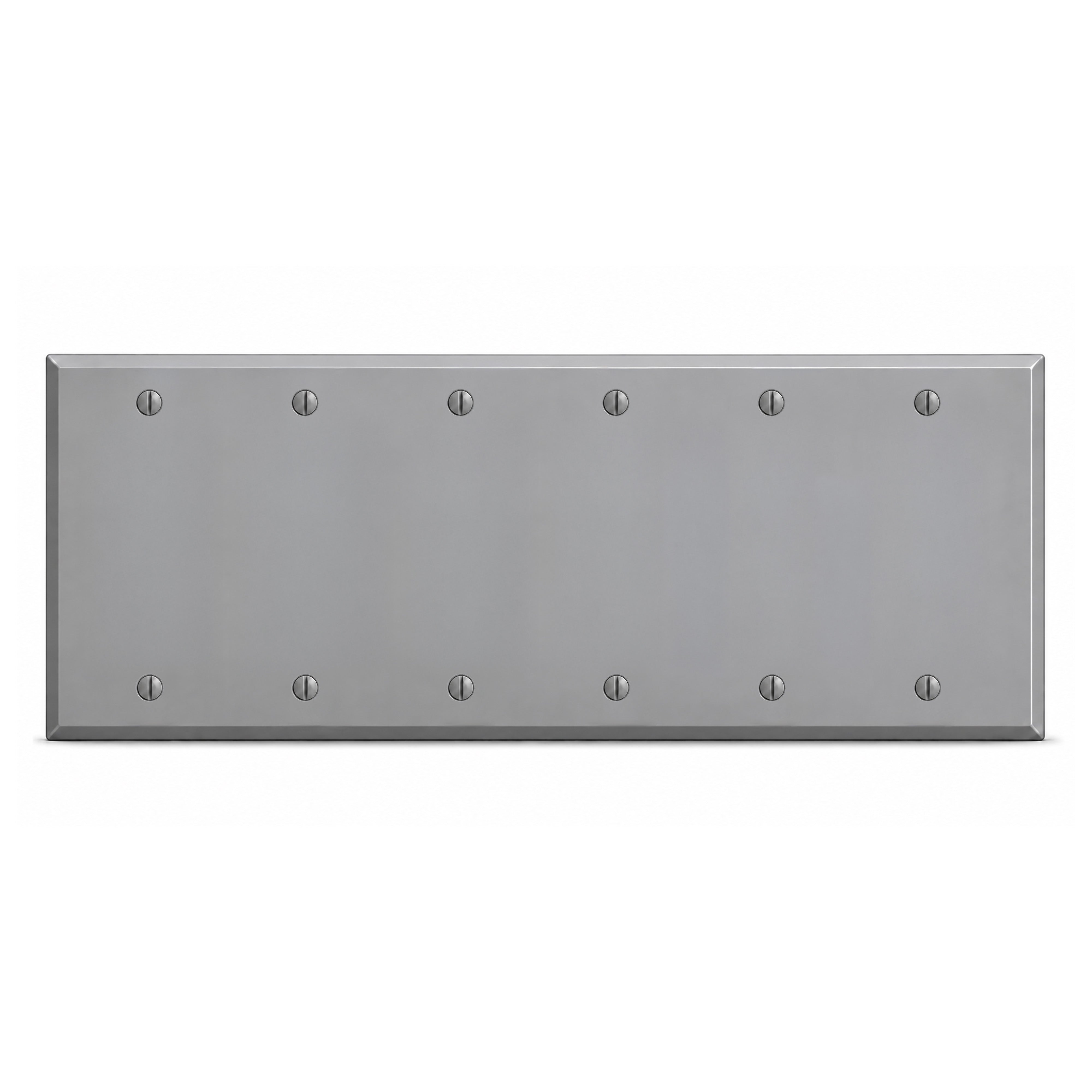 6-Gang, Standard Size, 6 Blank, Gray Semi-Gloss Finish, Painted Metal Wall Plate Outlet Cover - Made in USA