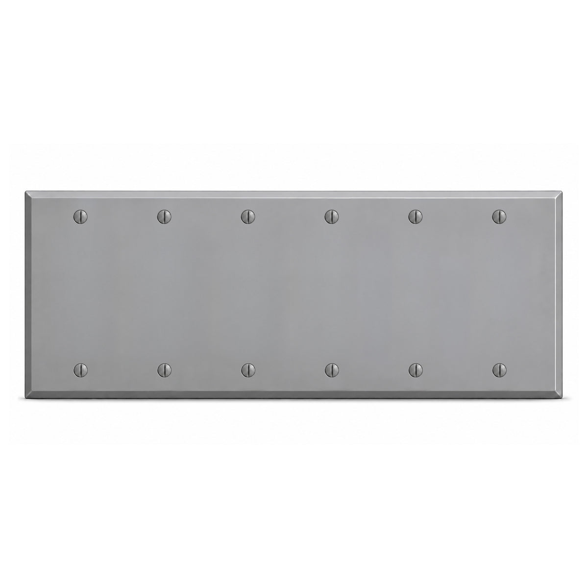 6-Gang, Standard Size, 6 Blank, Gray Semi-Gloss Finish, Painted Metal Wall Plate Outlet Cover - Made in USA