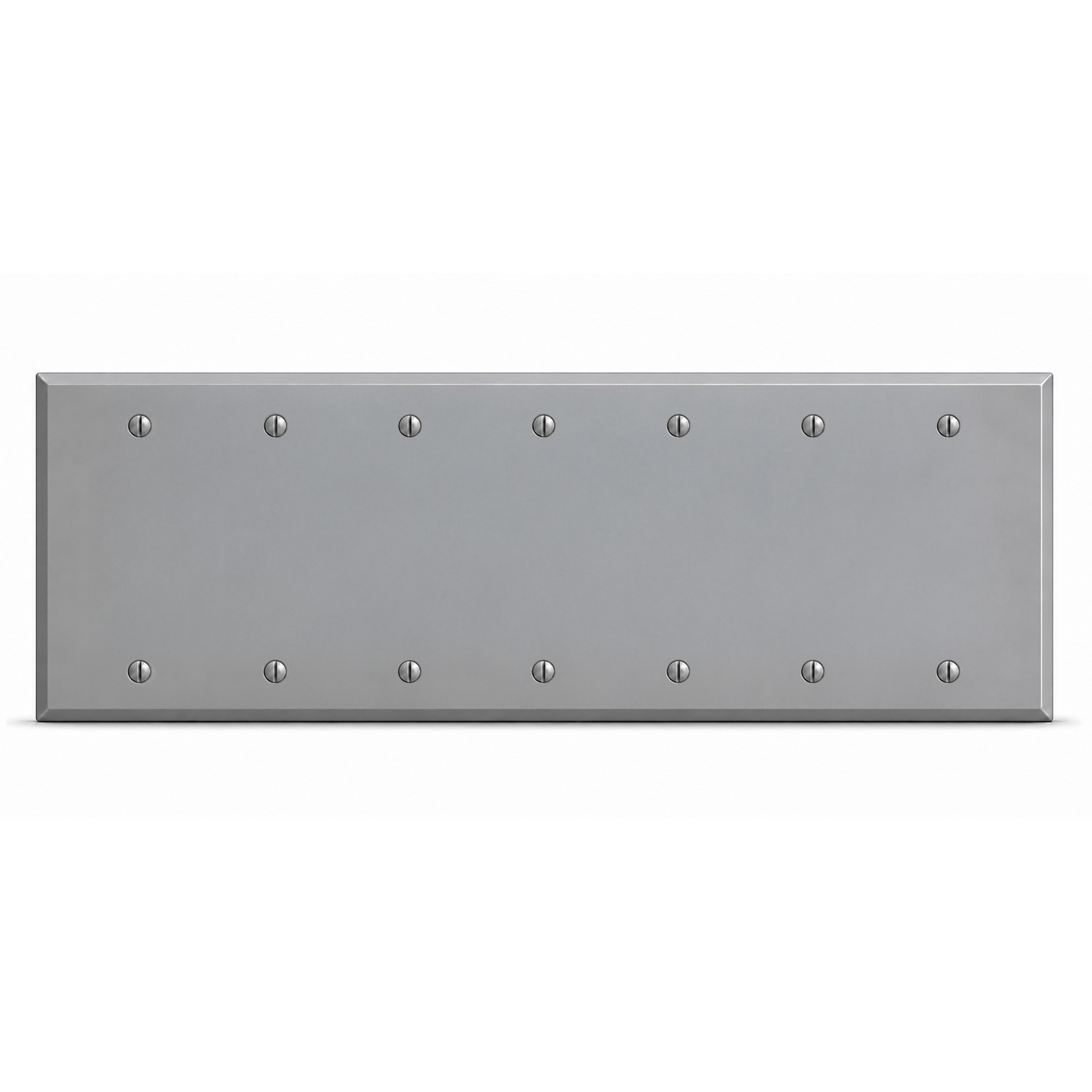 7-Gang, Standard Size, 7 Blank, Gray Semi-Gloss Finish, Painted Metal Wall Plate Outlet Cover - Made in USA