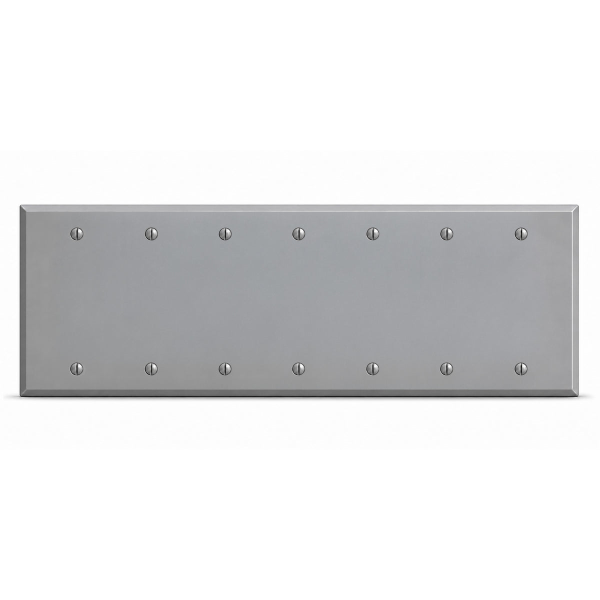 7-Gang, Standard Size, 7 Blank, Gray Semi-Gloss Finish, Painted Metal Wall Plate Outlet Cover - Made in USA