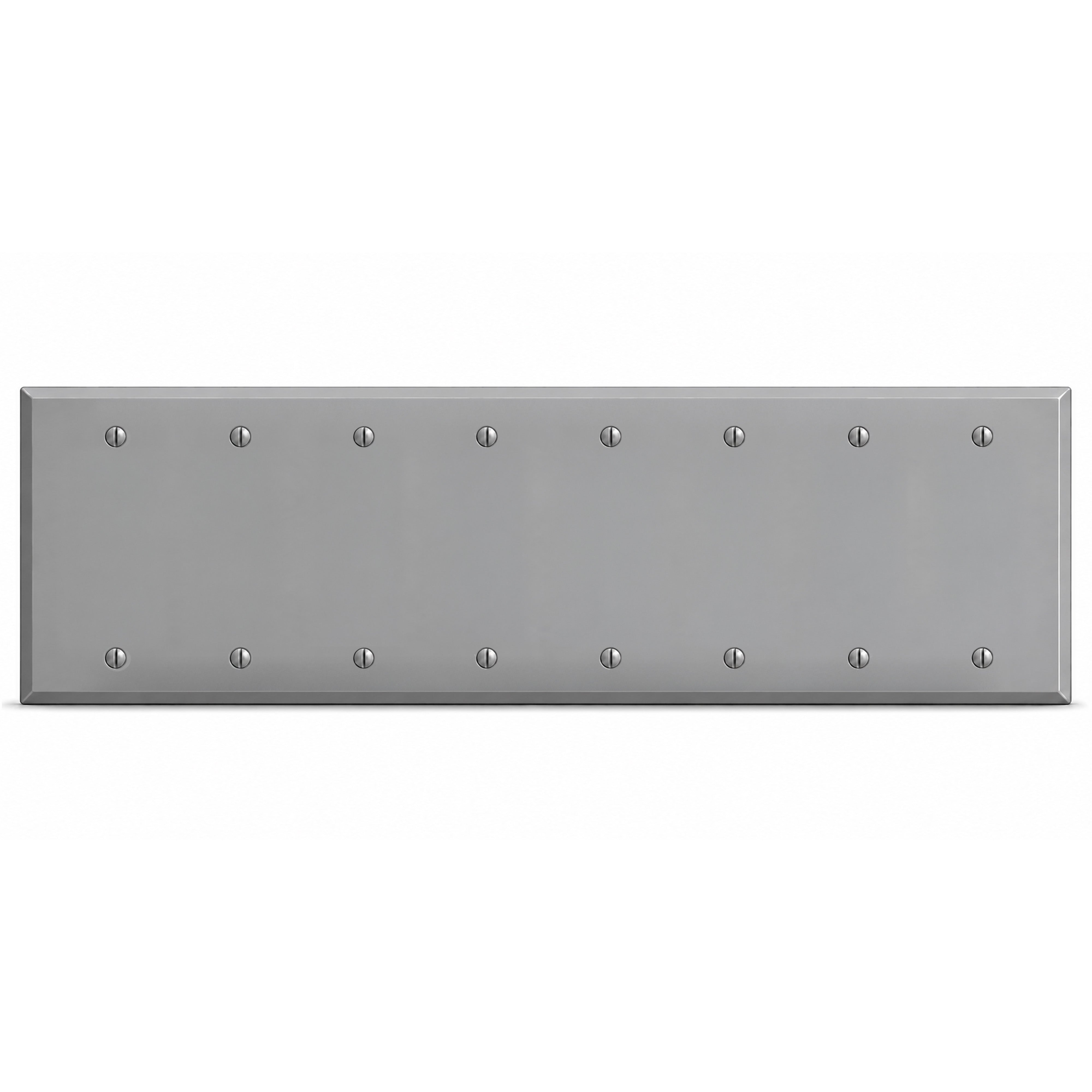 8-Gang, Standard Size, 8 Blank, Gray Semi-Gloss Finish, Painted Metal Wall Plate Outlet Cover - Made in USA