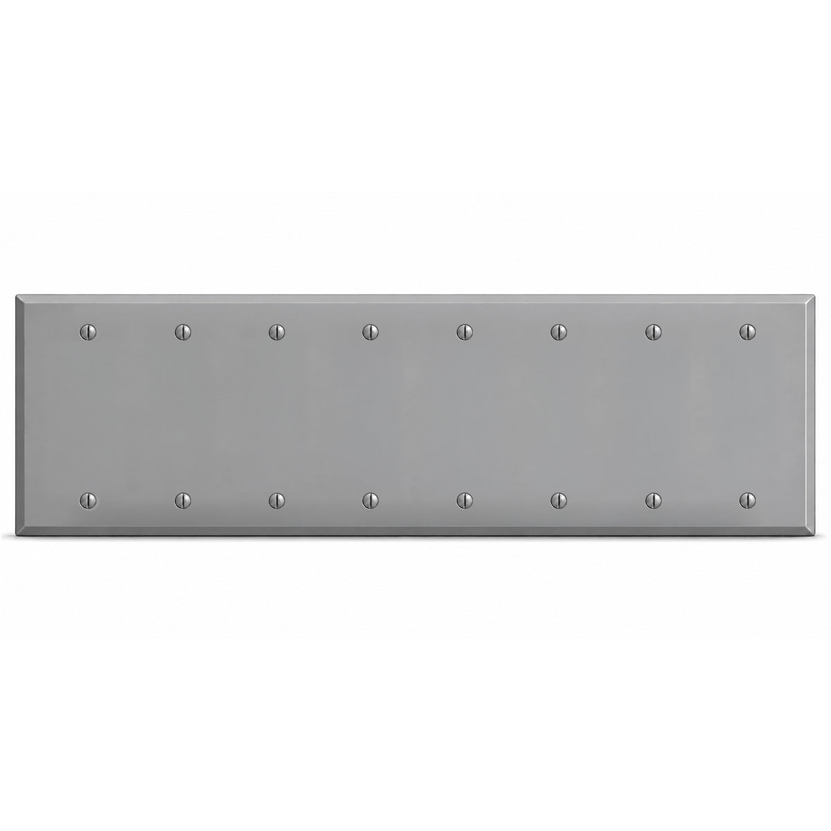 8-Gang, Standard Size, 8 Blank, Gray Semi-Gloss Finish, Painted Metal Wall Plate Outlet Cover - Made in USA