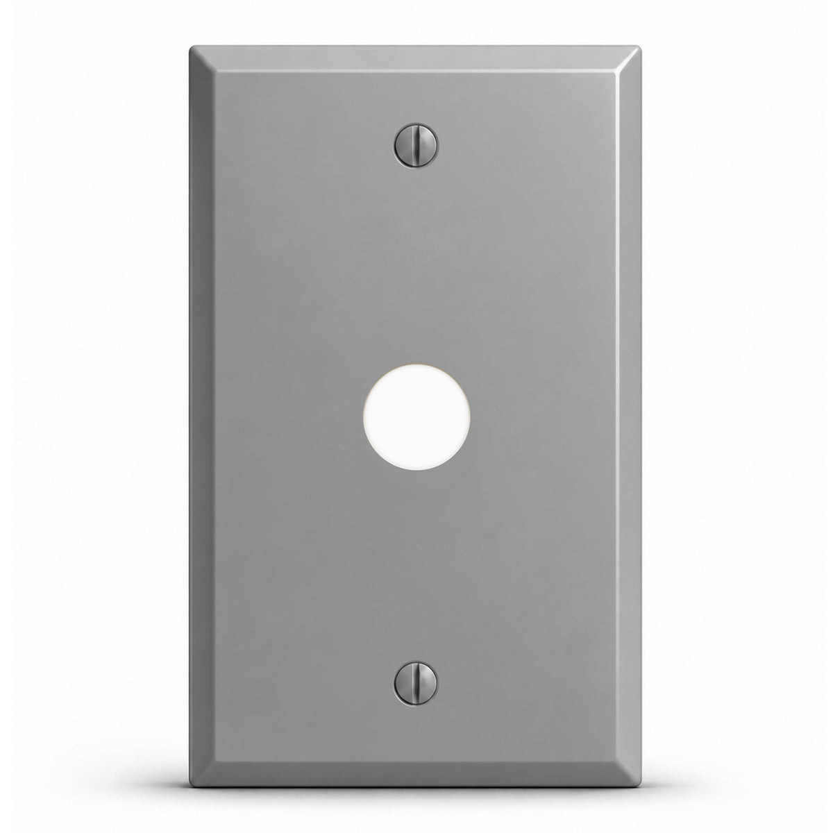 1-Gang, Standard Size, 5/8 in. Round Telephone Opening, Gray Semi-Gloss Finish, Painted Metal Wall Plate Outlet Cover - Made in USA