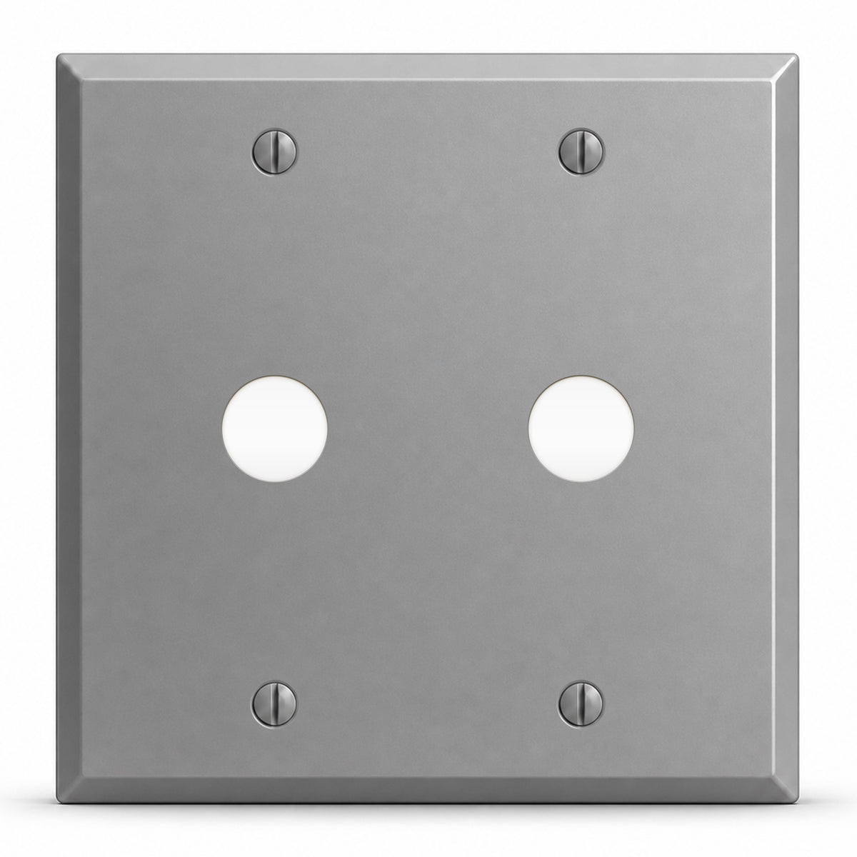 2-Gang, Standard Size, 5/8 in. Round Telephone Openings, Gray Semi-Gloss Finish, Painted Metal Wall Plate Outlet Cover - Made in USA