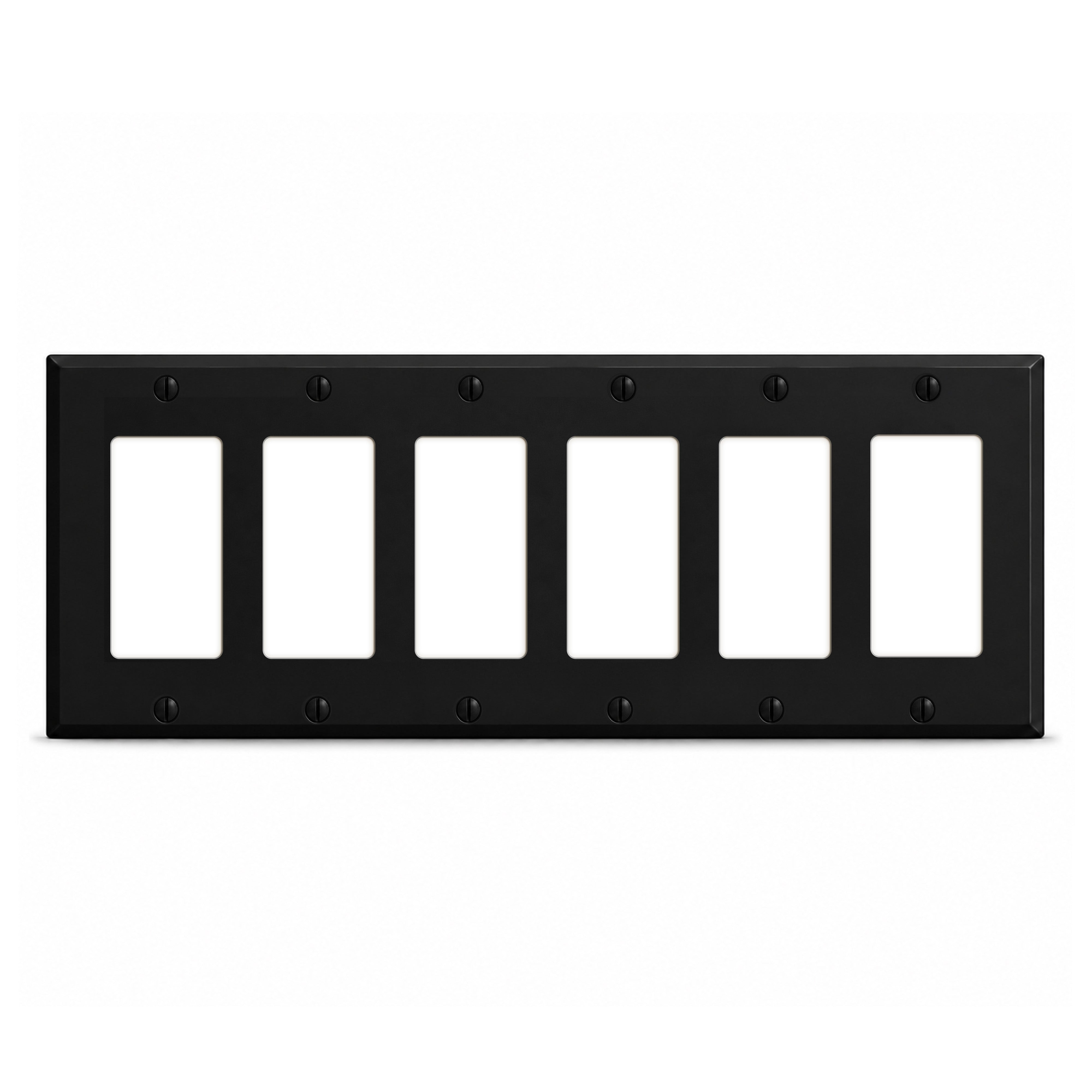 6-Gang, Standard Size, 6 Rocker/GFI, Black Matte Finish Wall Plate Outlet Cover - Made in USA