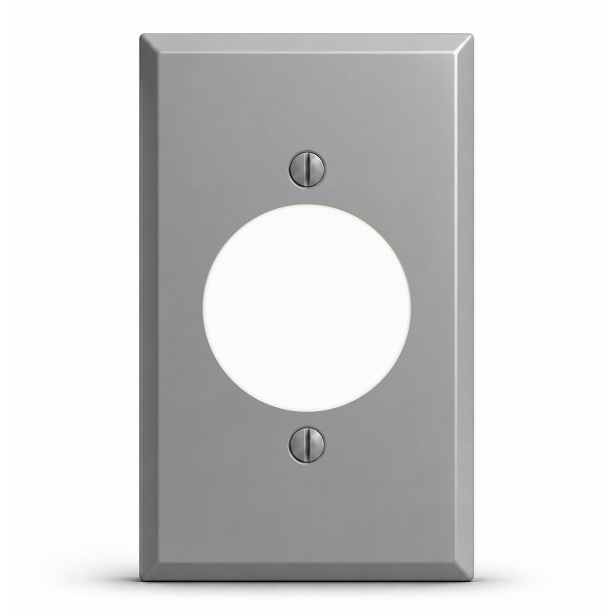 1-Gang, Standard Size, 1 30A 3 & 4 Wire TL Round Receptacle Opening (1.730 in. ID), Gray Semi-Gloss Finish, Painted Metal Wall Plate Outlet Cover - Made in USA