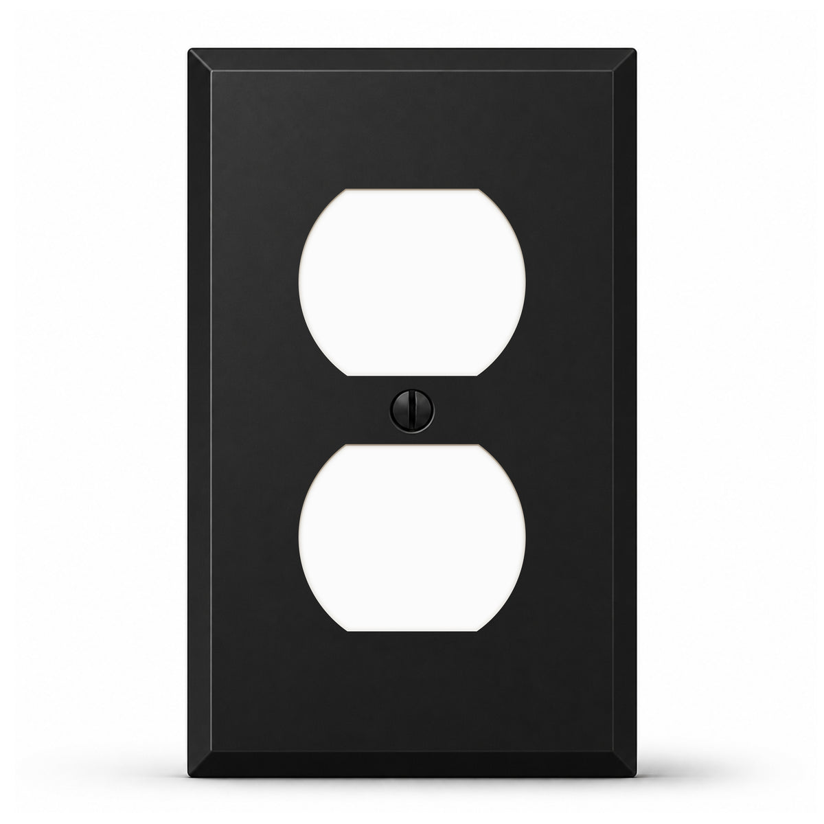 1-Gang Standard Metal Wall Plate – 1 Duplex Receptacle – Black Matte