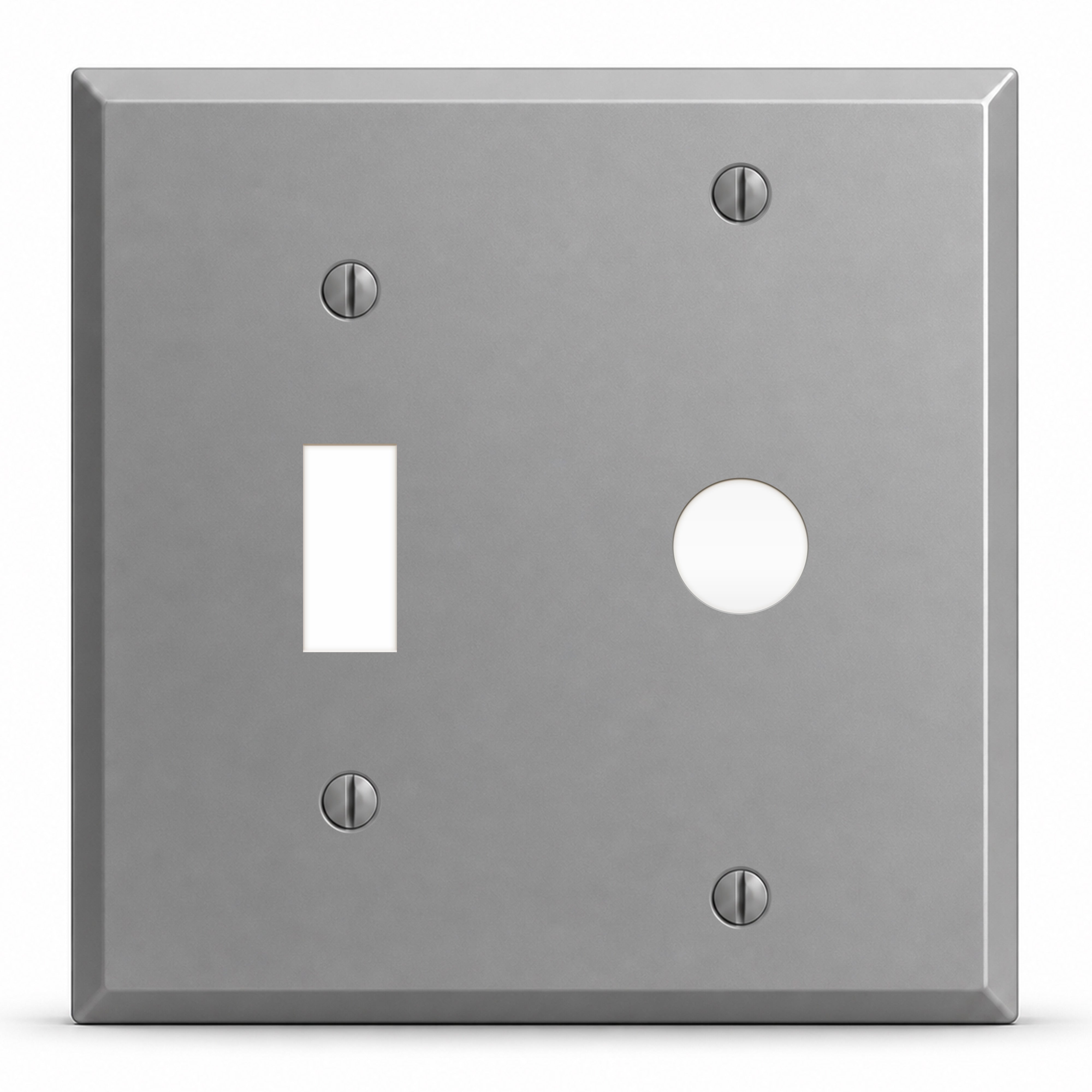 2-Gang, Standard Size, 1 Toggle Switch, 1 Telephone Opening (5/8 in. ID), Gray Semi-Gloss Finish, Painted Metal Wall Plate Outlet Cover - Made in USA