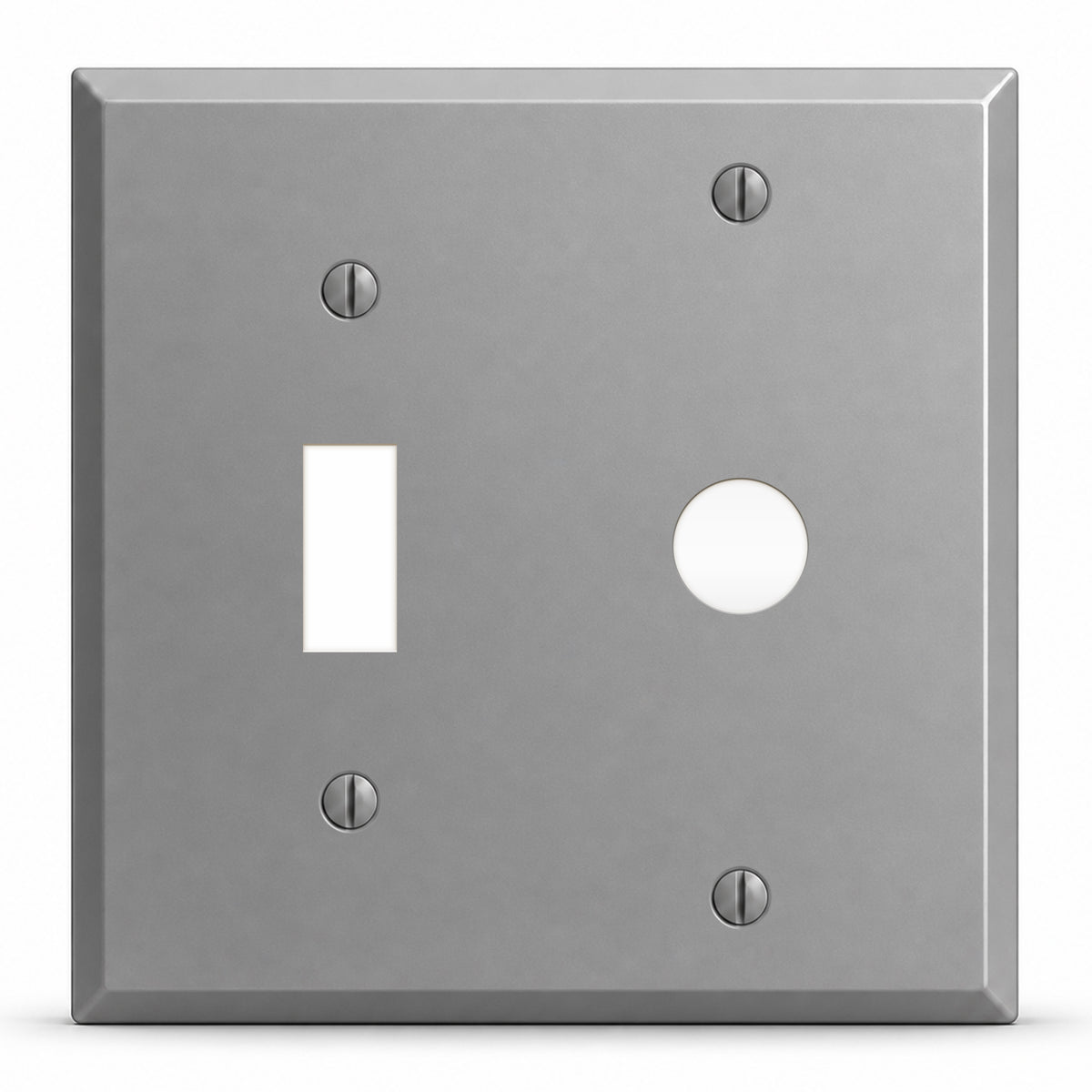 2-Gang, Standard Size, 1 Toggle Switch, 1 Telephone Opening (5/8 in. ID), Gray Semi-Gloss Finish, Painted Metal Wall Plate Outlet Cover - Made in USA