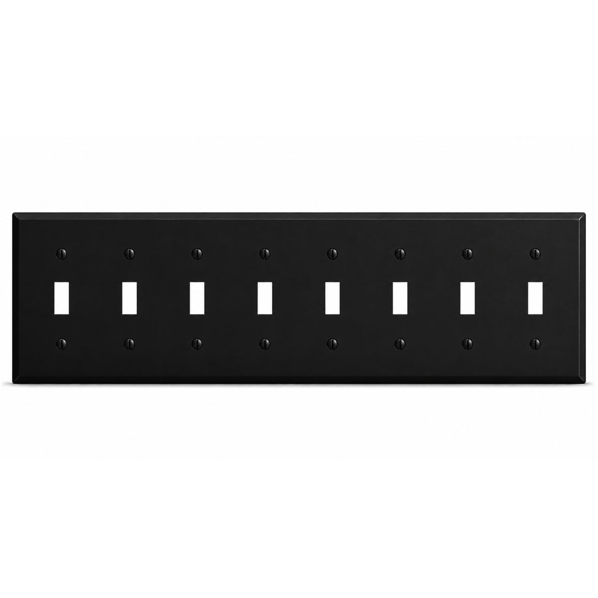 8-Gang, Standard Size, 8 Toggle Switches, Black Matte Finish Wall Plate Outlet Cover - Made in USA