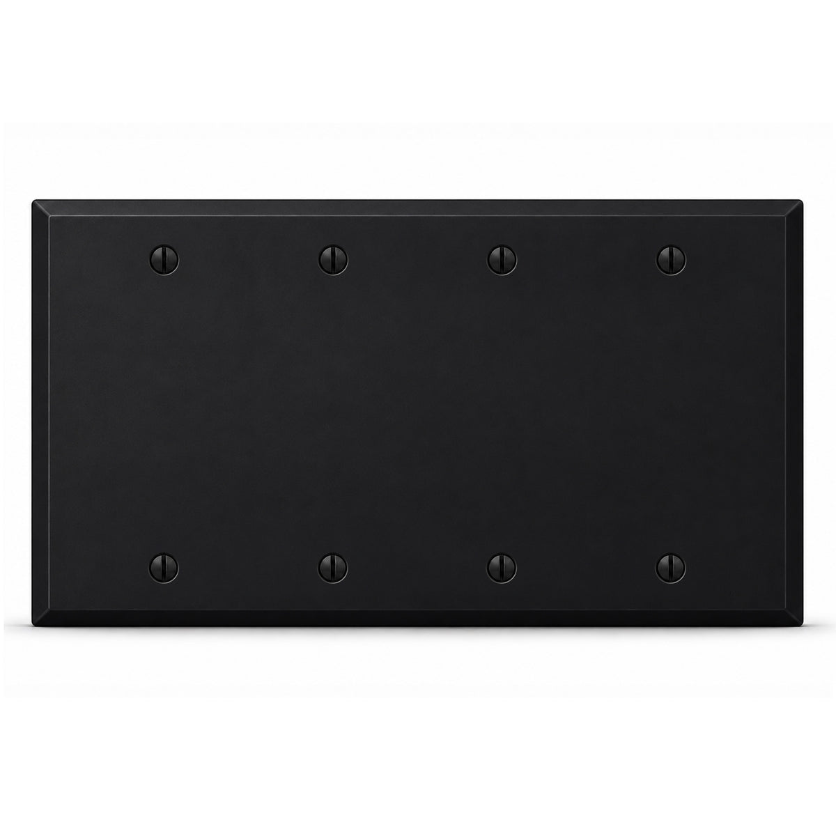 4-Gang, Standard Size, Blank, Black Matte Finish Wall Plate Outlet Cover - Made in USA