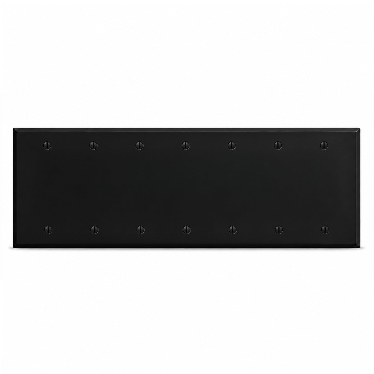 7-Gang, Standard Size, Blank, Black Matte Finish Wall Plate Outlet Cover - Made in USA