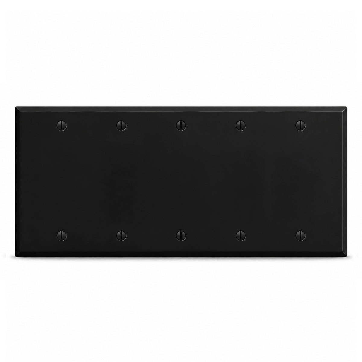 5-Gang, Standard Size, Blank, Black Matte Finish Wall Plate Outlet Cover - Made in USA